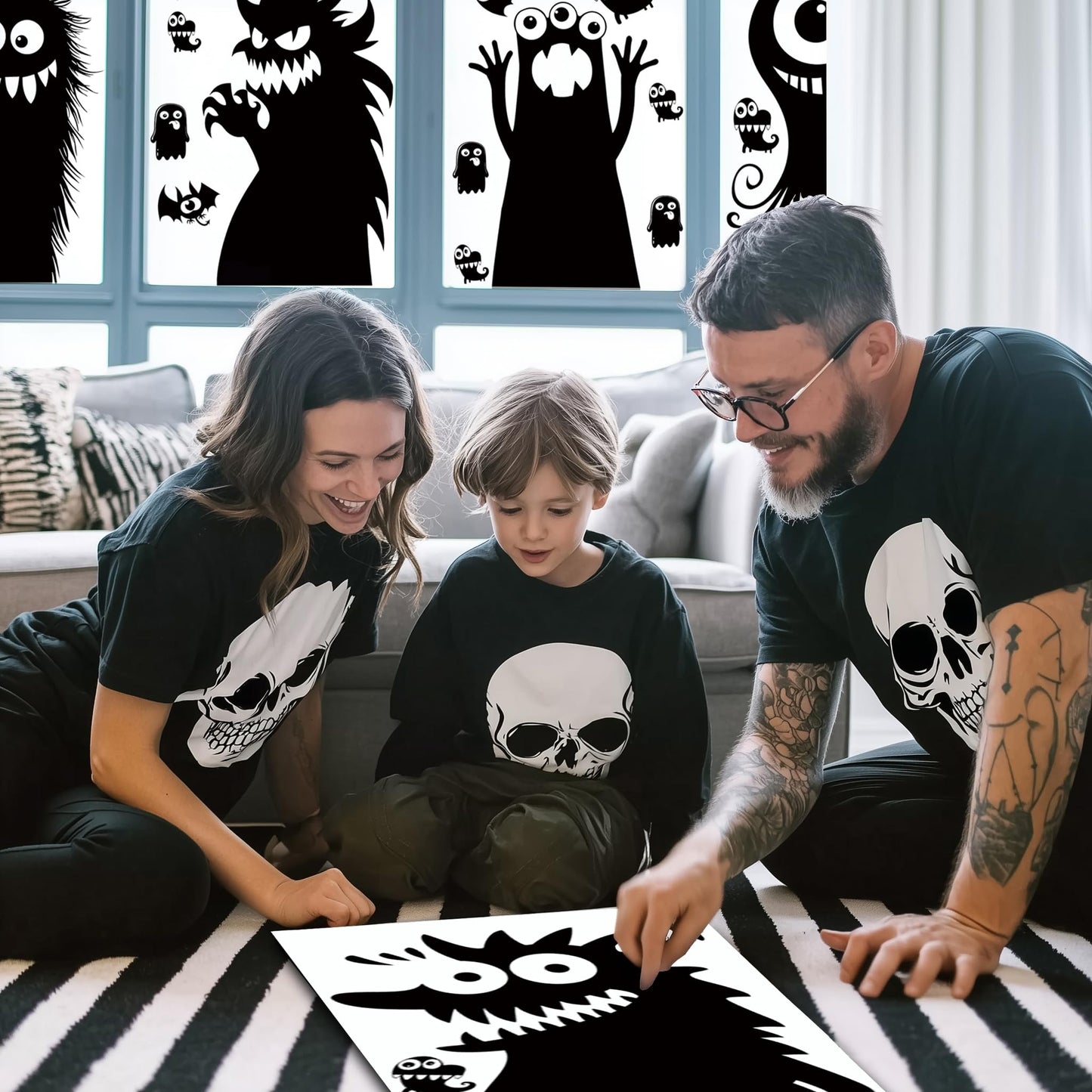 5 Sheets 29 Pcs Giant Adorable Peeking Halloween Window Clings Naughty Monster Window Decal Stickers for Halloween Decoration Supply