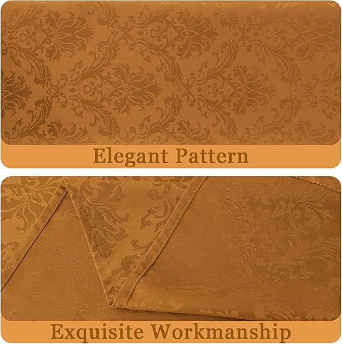 SASTYBALE Square Tablecloth - 52 x 52 Inch Brown Jacquard Tablecloths Damask Design Spillproof Table Cloth Polyester Oblong Table Cover for Thanksgiving Dinning Party Tabletop