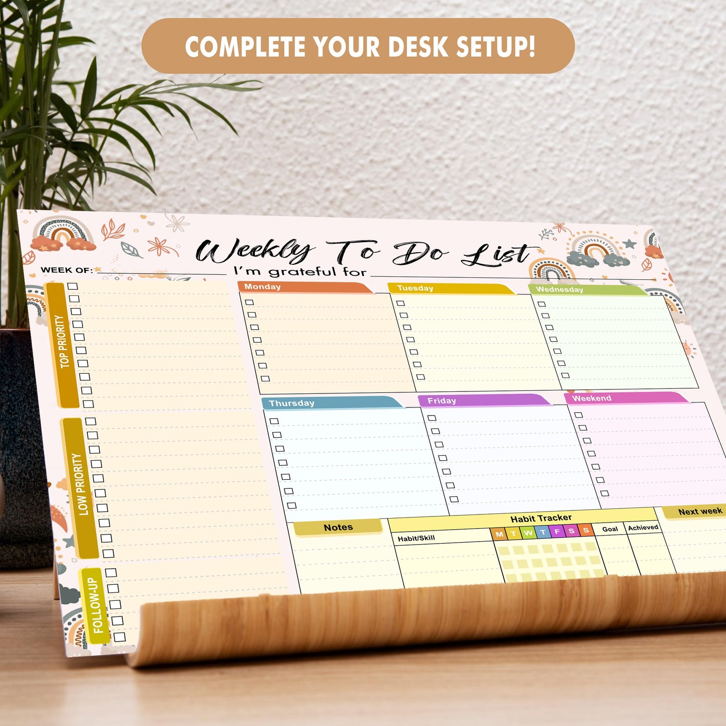 Weekly Planning To-Do-List Pad, 52 Undated Sheets for Daily To-Do Lists, Habit Tracking, Academic Scheduling, and Productivity Goals - Perfect for Work, Home, and Office Organization 8.5x11 inches