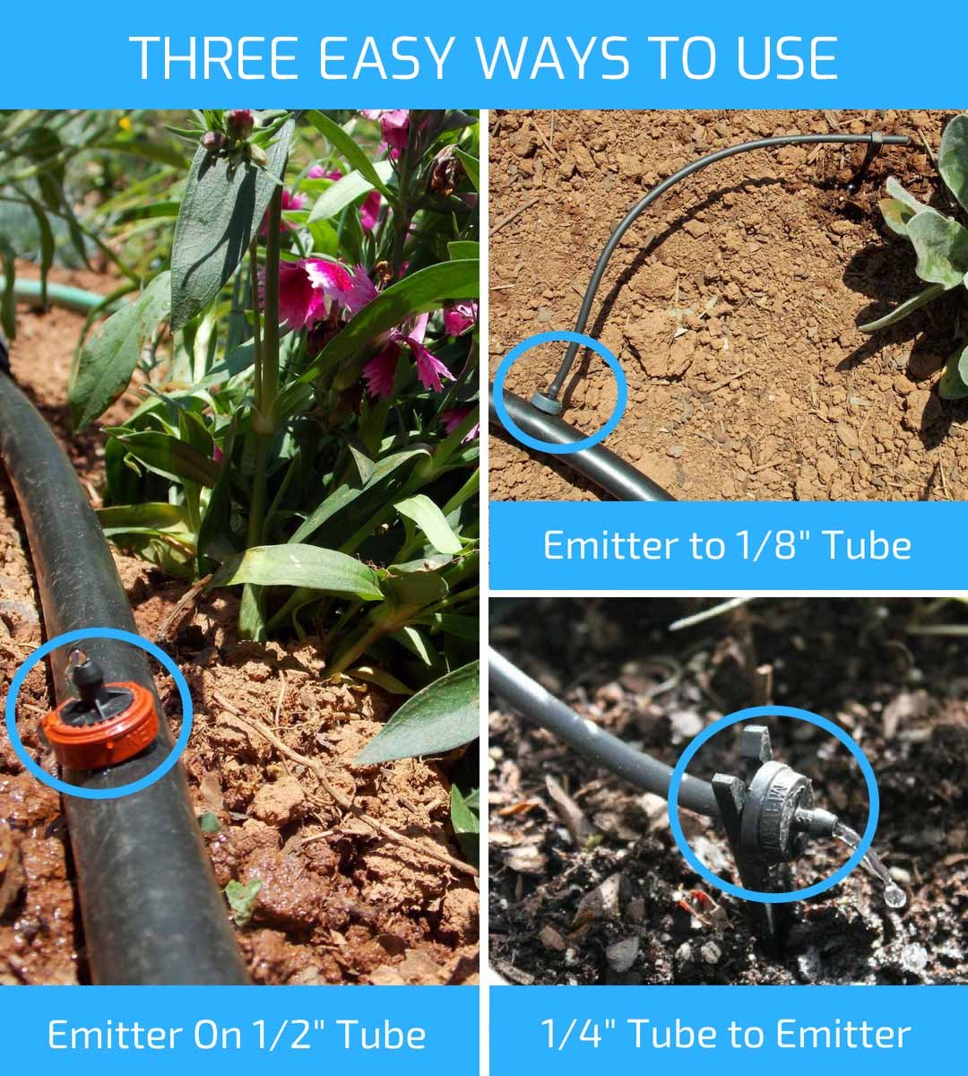 1/2 GPH Netafim Woodpecker Jr Pressure Compensating Dripper Emitters (35-Pack) Kit with Hole Punch Tool and Goof Plugs for Drip Irrigation Systems