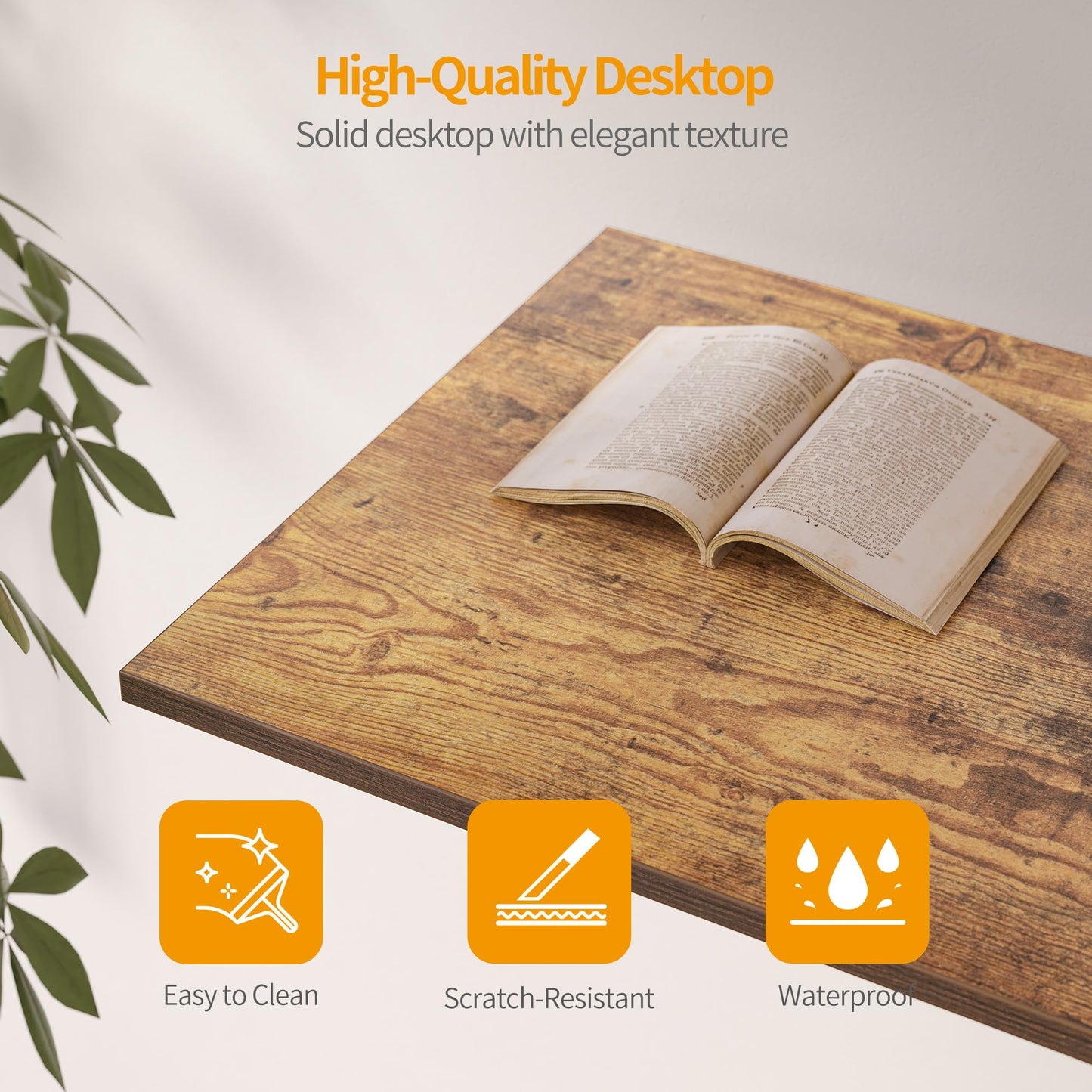 Cubiker Computer Home Office Desk with Drawers, 47 Inch Small Desk Study Writing Table, Modern Simple PC Desk, Vintage Brown