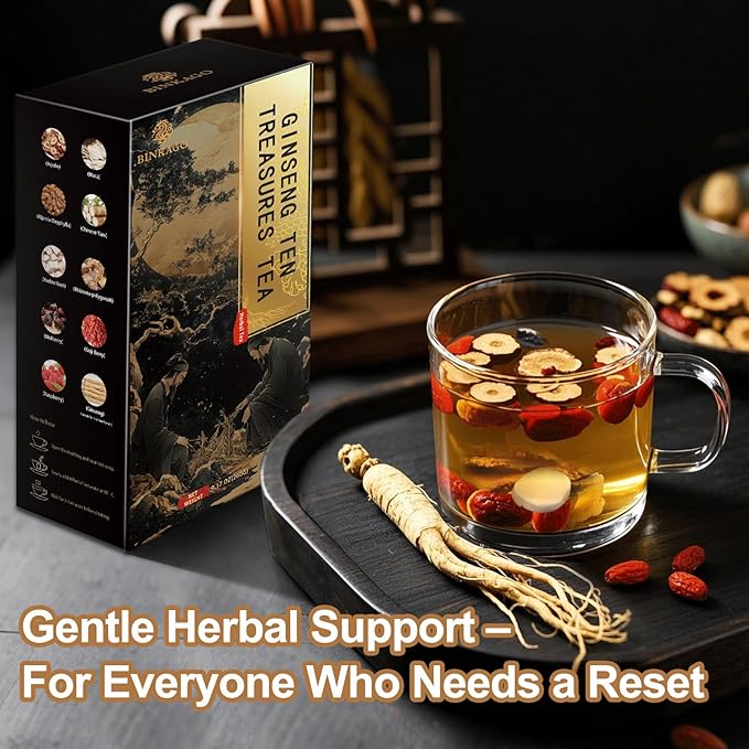 Ginseng Ten Treasures Tea, Natural Kidney Cleanse Detox Tea with 10 Precious Ingredients - All natural, No additives for Men - 260g