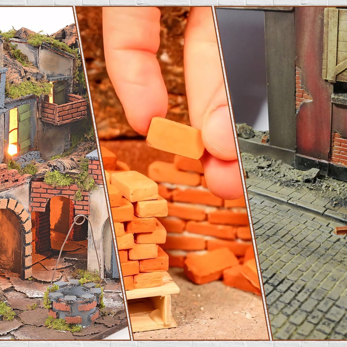 Warmtree 210 Pcs Mini Bricks for Landscaping Miniature Tiny Wall Bricks for Crafts Miniature House Kit Fairy Garden Accessories
