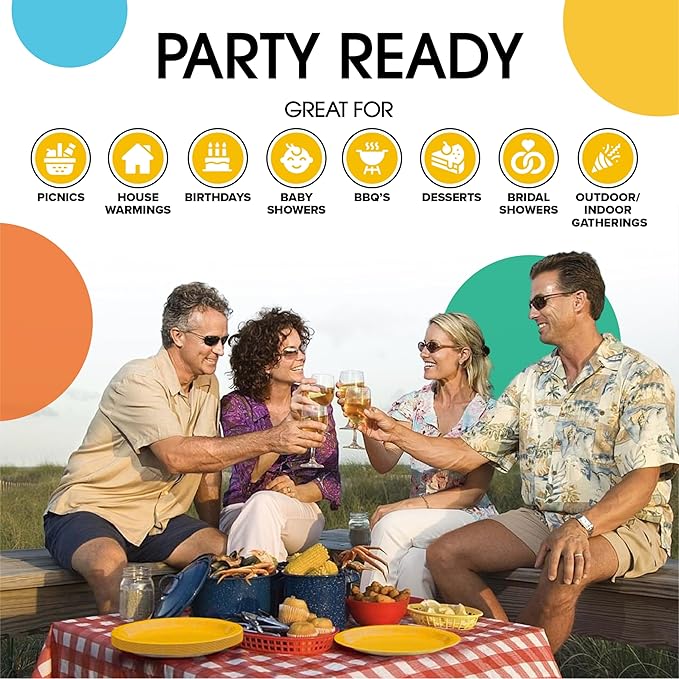Exquisite Yellow Paper Plates Disposable Heavy Duty 100 Pcs - 50-7" & 50-9" Yellow Disposable Plates For Party Heavy Duty Paper Plate 350 GSM Birthday Party Supplies Plate Set