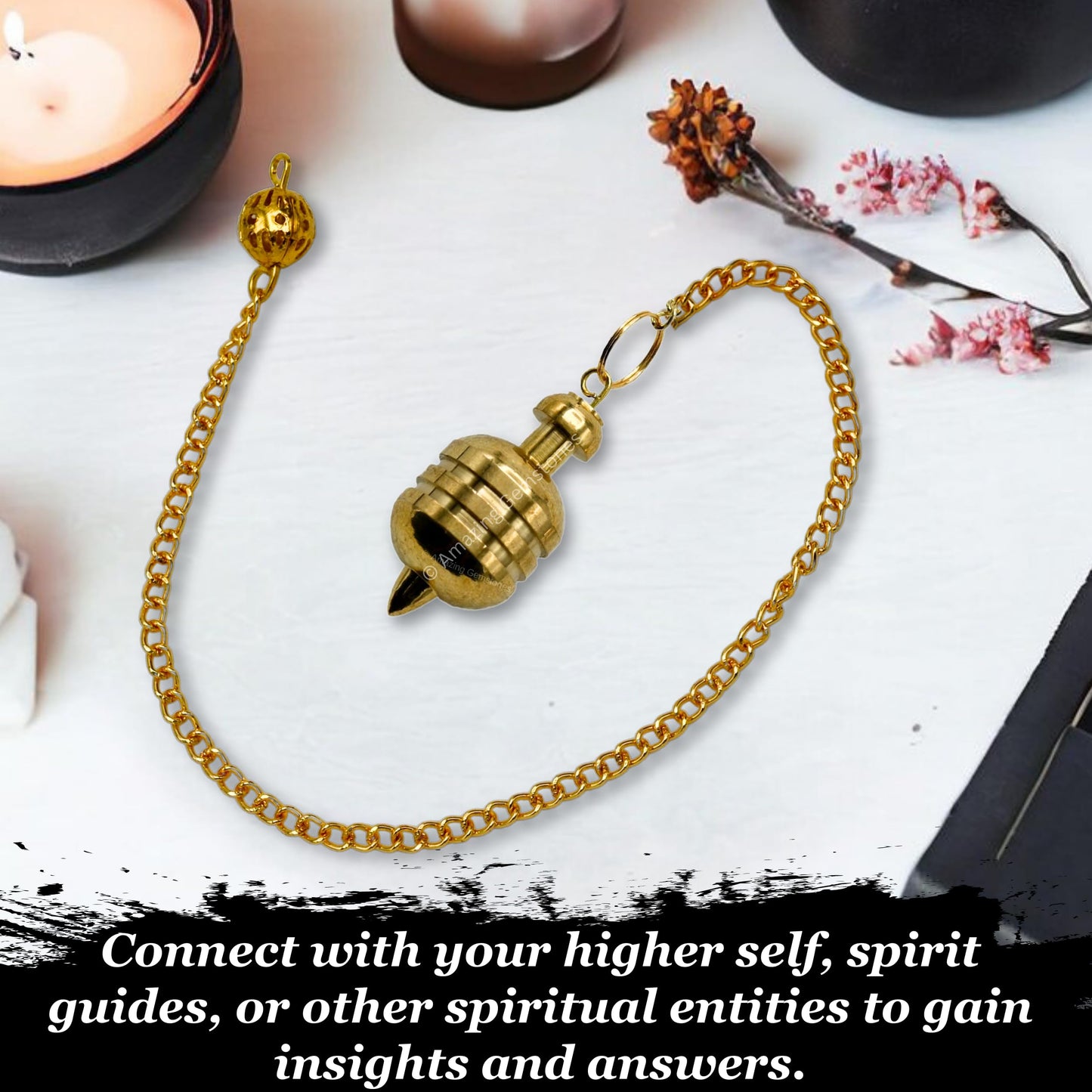 Amazing Gemstone Healing Metal Pendulums for Divination, Gold 2 Ring Drum Steel Copper Pendulum High Energy Pendulo de Bronce Pendulos de Mesa MP48