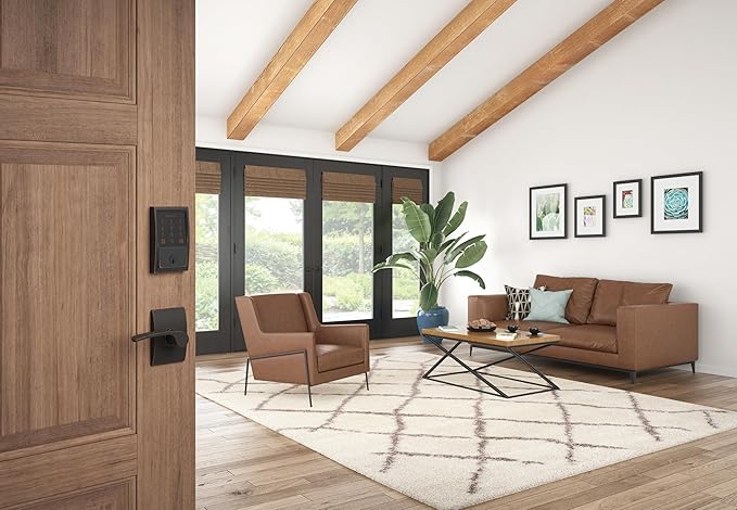 Schlage Encode Smart WiFi Deadbolt Lock for Front Door - Keyless Entry with App or Touchscreen - Works with Alexa, Hey Google, & Airbnb - Create Codes for Guests - Aged Bronze