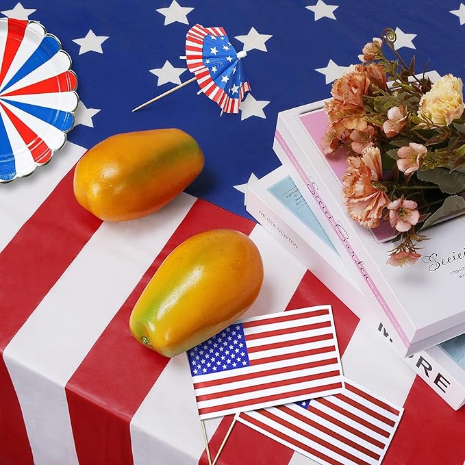 Patriotic American Flag Tablecloths, 2-Pack