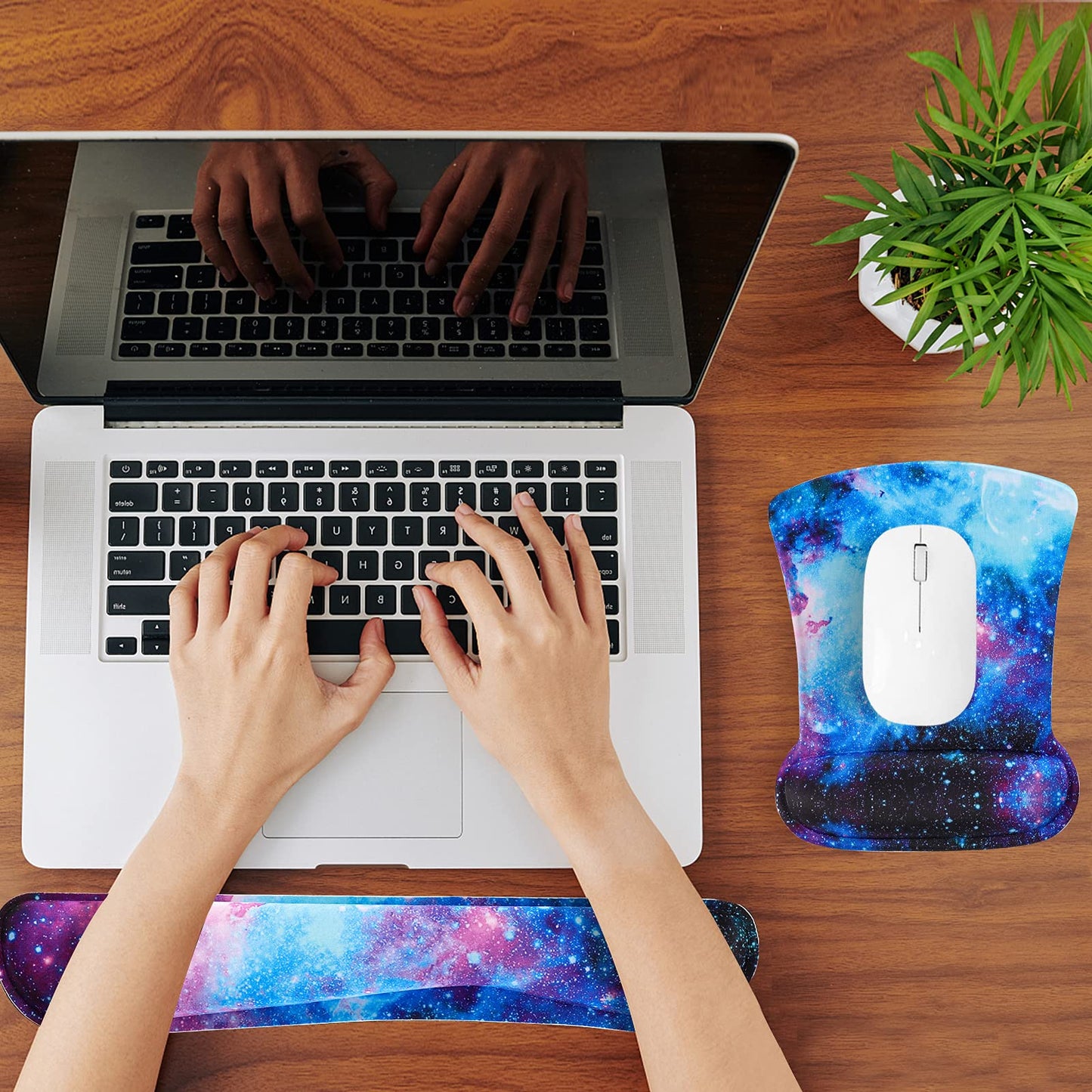 RICHEN Keyboard Wrist Rest Pad and Mouse Wrist Rest Support Mouse Pad Set,Durable & Comfortable & Lightweight for Easy Typing & Pain Relief-Ergonomic Support (Galaxy)