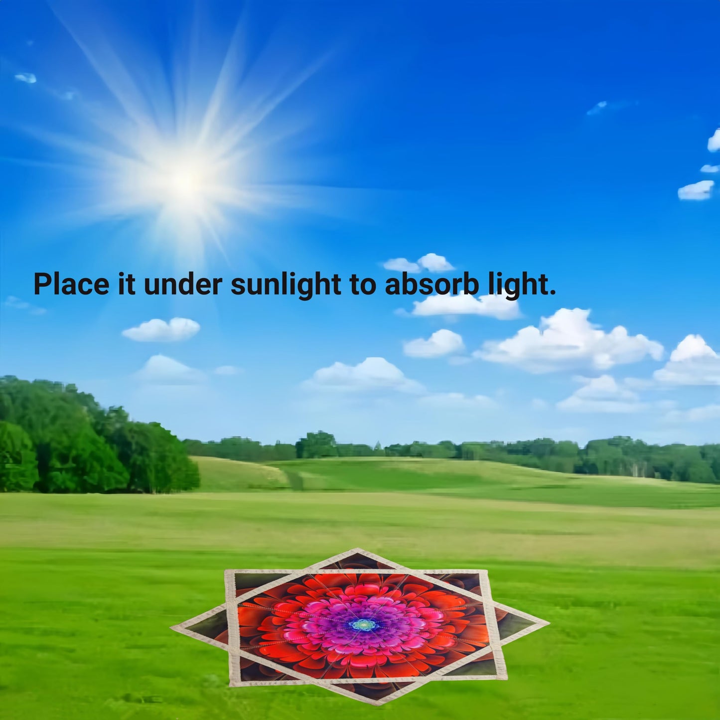 BVCY Flowsar UV Glow Flow Star Solar & Light Charging Juggling Toy Dual-Sided Print Easy for Beginners Red&Green (R06-style1)