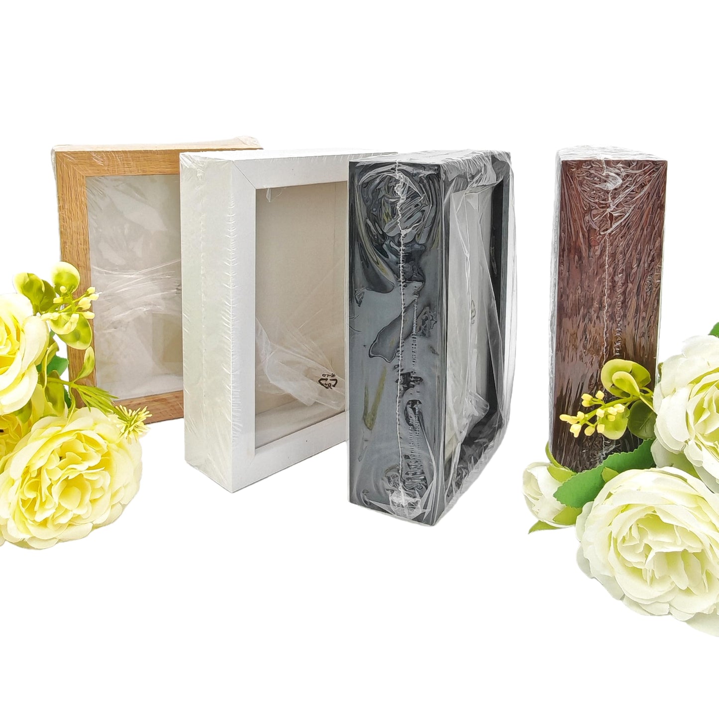Shadow Box Picture Frame with HD Plexiglass-Wooden Hollow Photo Frame for Flower Pressing,Seashell Display Box ,Memorial Shadow Box. (Mixed Color, 4.7X6.7inch,4PCS)