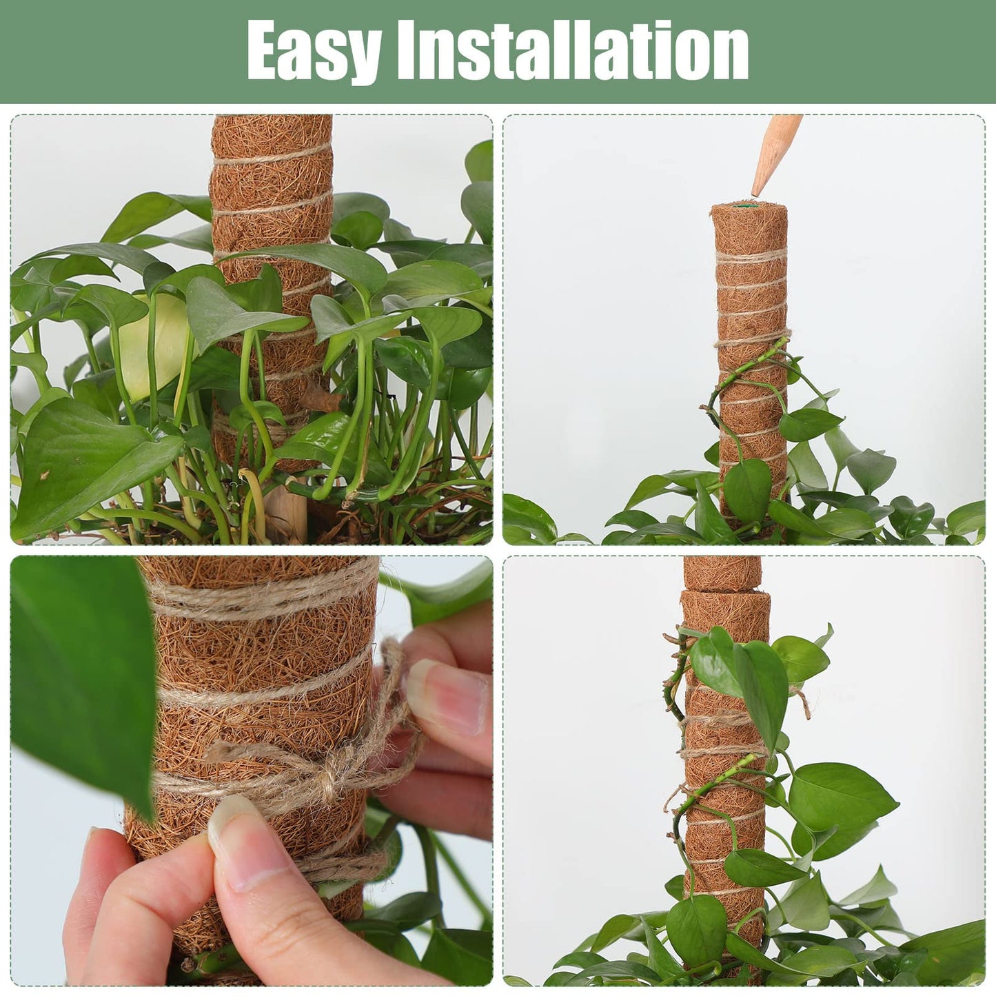 16 Pack Moss Pole for Plants Monstera 264 Inch Bendable Plant Pole Sticks Support Extension with Ropes Labels Tapes Tie Strap Locking Straps Green Twist Ties for Indoor Climbing Creepers