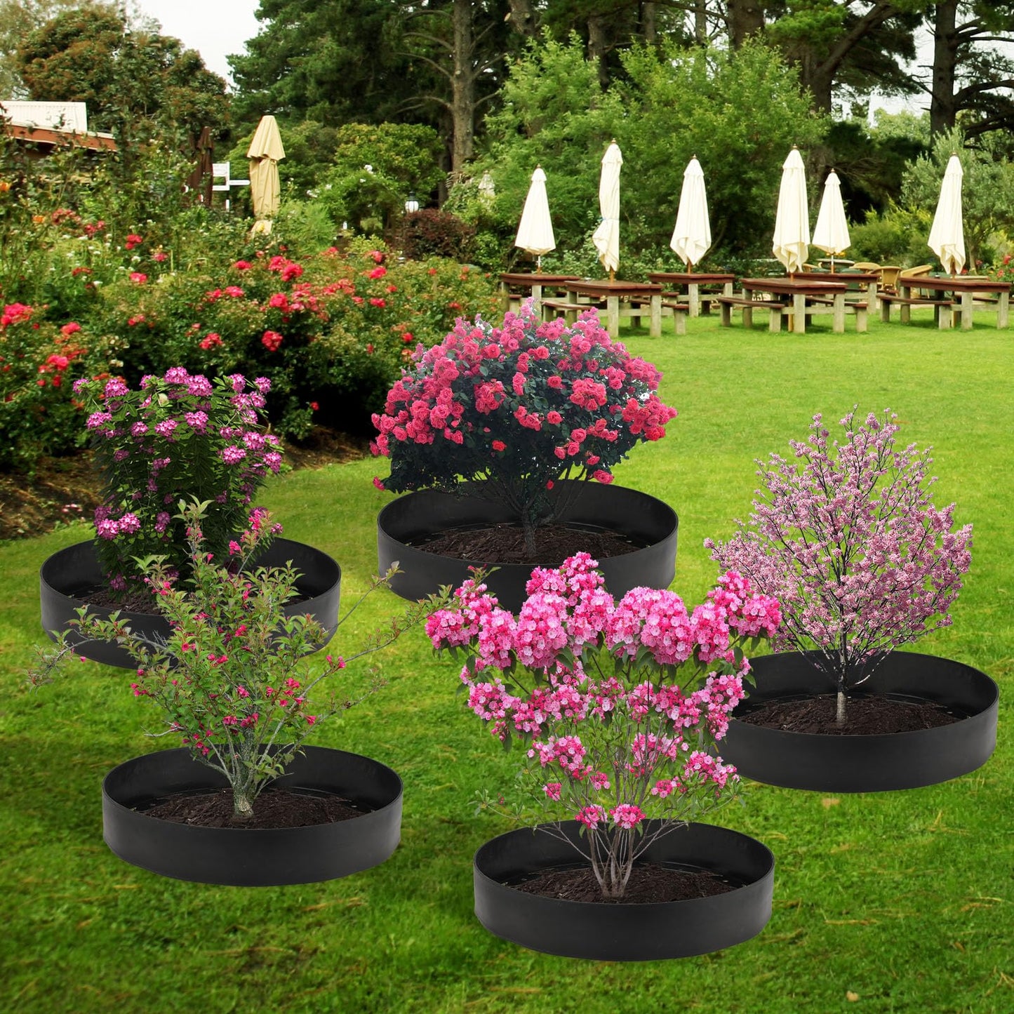 30 Ft Planting Grow Rings with 30 PCS Spikes Plant Rings for Outdoor Plants Planting Ring for Separate Rock and Maintain Moisture (30)