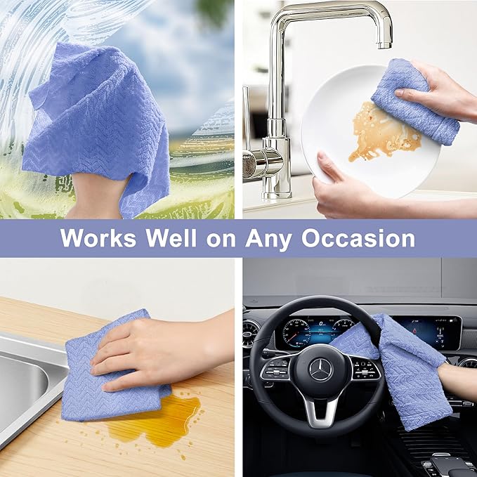 LIVOS Microfiber Cleaning Cloth Roll - 80 Pack, Reusable Paper Towels, Microfiber Towels for Cars, Super Absorbent Lint Free Cleaning Rags for House, Kitchen, Window-Light Purple, 11.5"x11.5"