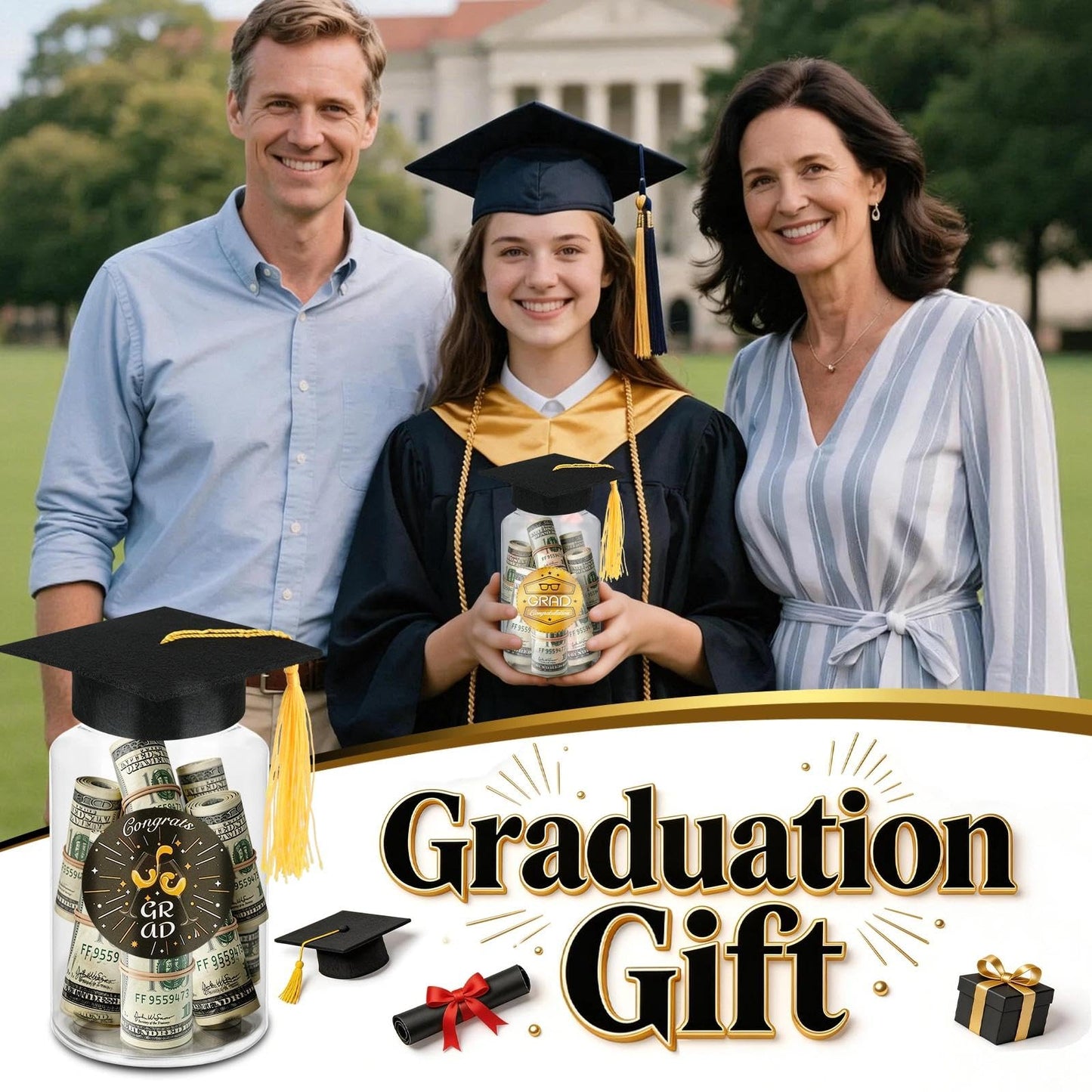 12 Pack Graduation Table Decoration Set, 2026 Grad Jar Table Centerpieces, Includes Black Felt Grad Hat, LED Lights, Stickers and Tracing Paper for High School and College Graduation Party Supplies