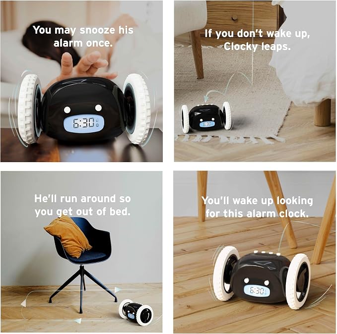 CLOCKY Alarm Clock on Wheels – Loud Rolling Alarm Clock for Heavy Sleepers