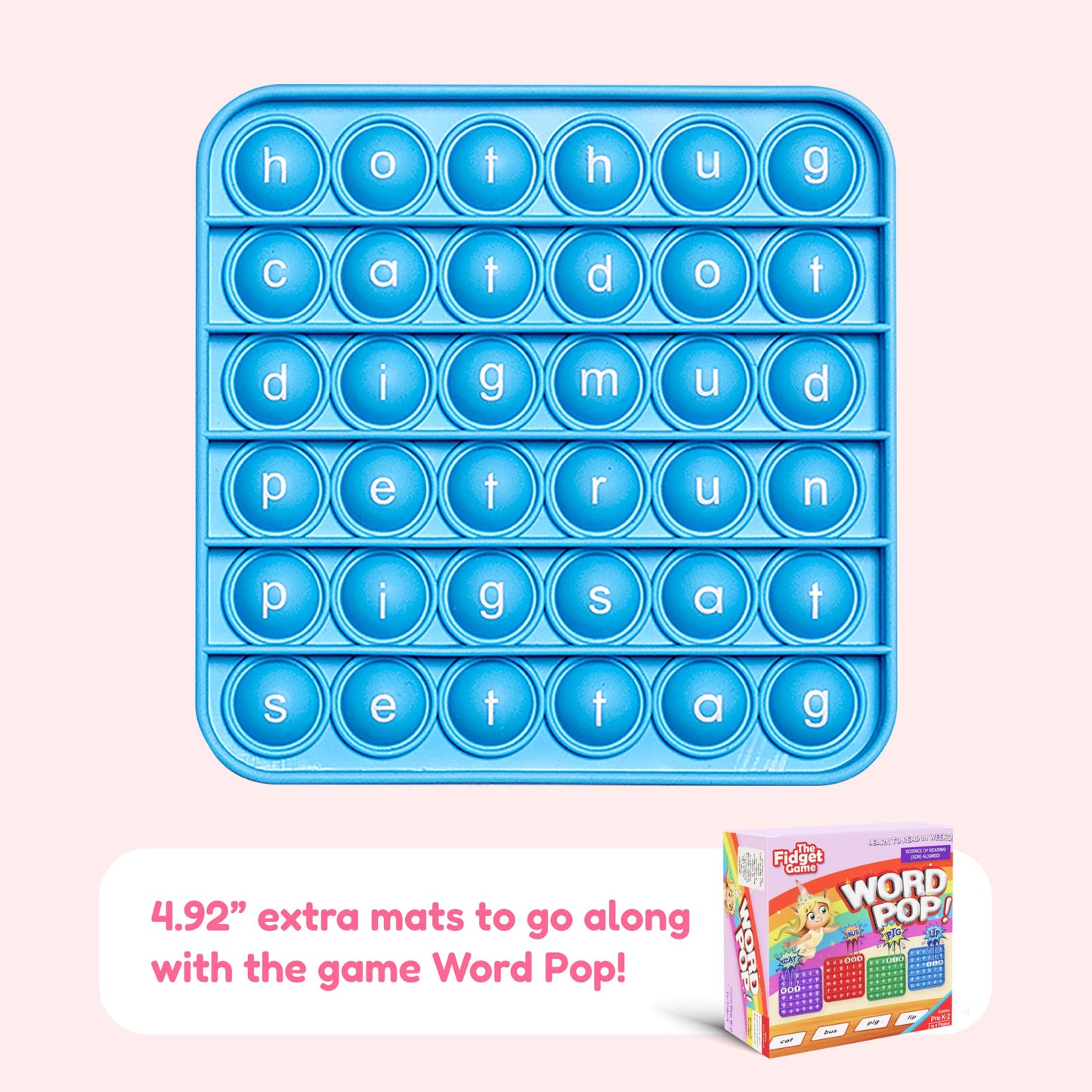 Word Pop CVC Words Mats for Classrooms (Pack of 6) - Learn to Read in Weeks Learning Resources - Multisensory Reading & Phonics Games Ideal for Pre-Kindergarten to 1st Grade by The Fidget Game, ABC