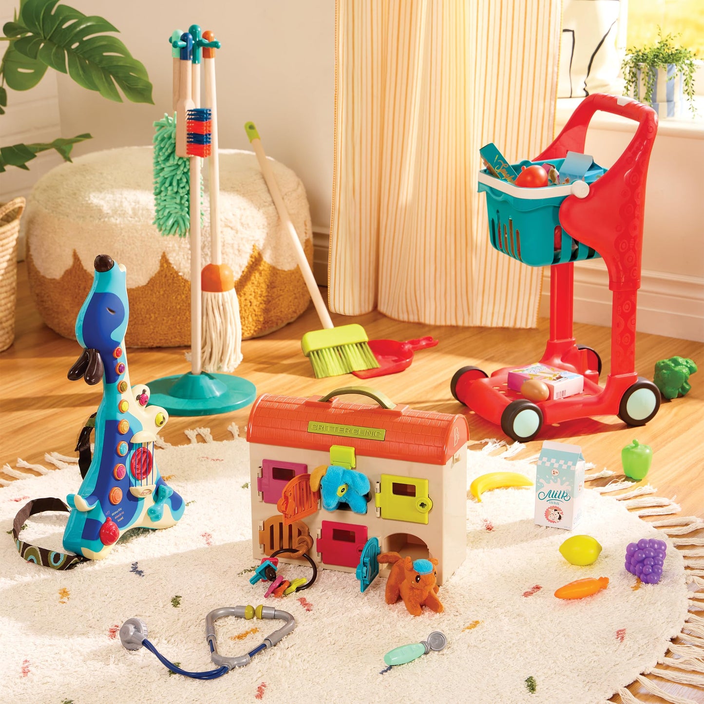 B. toys – Critter Clinic Vet Set – Pretend Play Animal Hospital Toy for Toddlers & Kids – 14 Pieces Pet Care Set with Tools & Plush Toys – 2+ Years