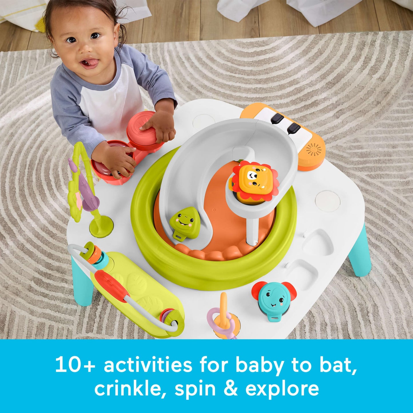 Fisher-Price Baby to Toddler Toy 2-in-1 Purple Monkey Activity Center & Play Table with Music Lights & Developmental Activities