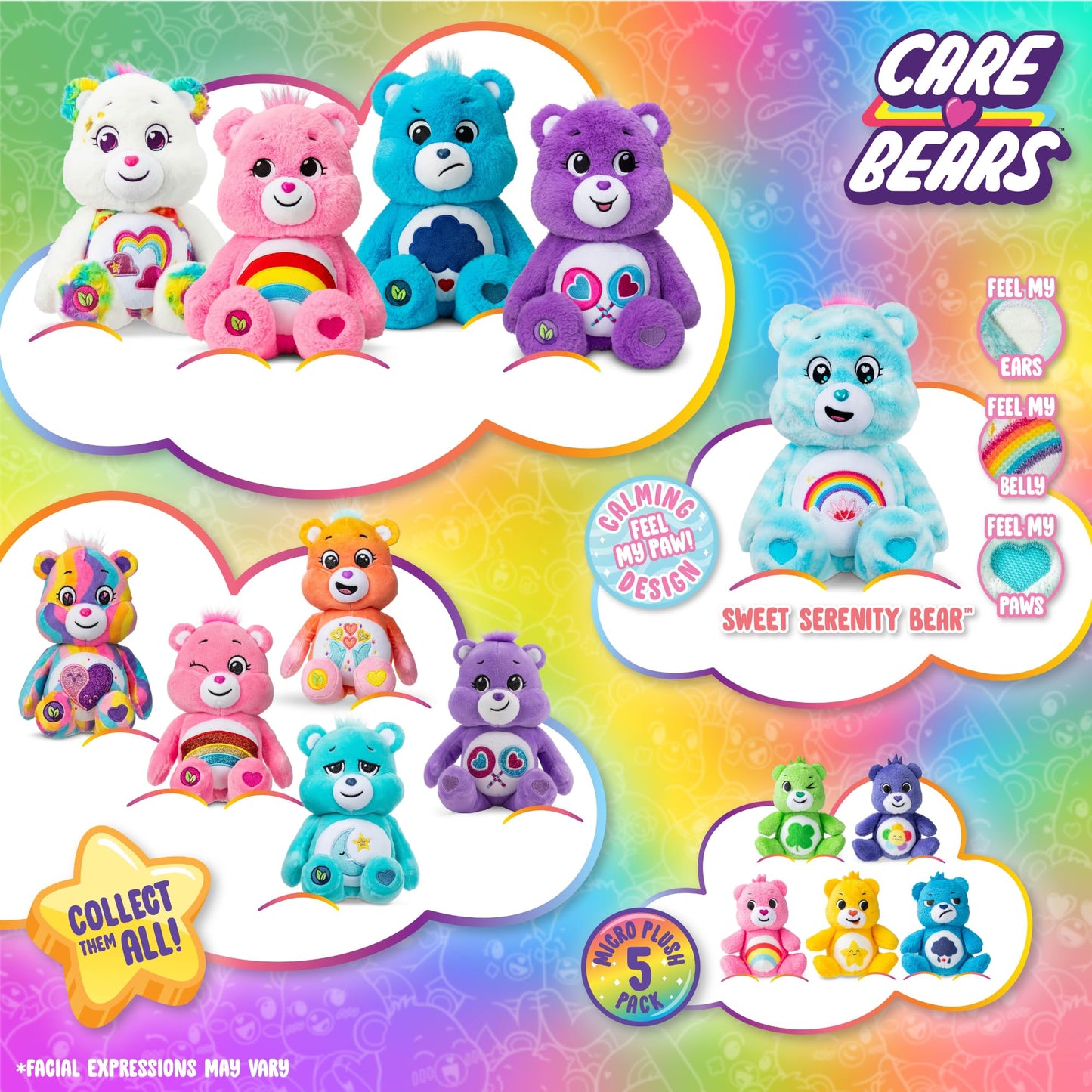 Care Bears x Hello Kitty Plush 2 Pack - Hello Kitty as Funshine Bear & My Melody as Share Bear