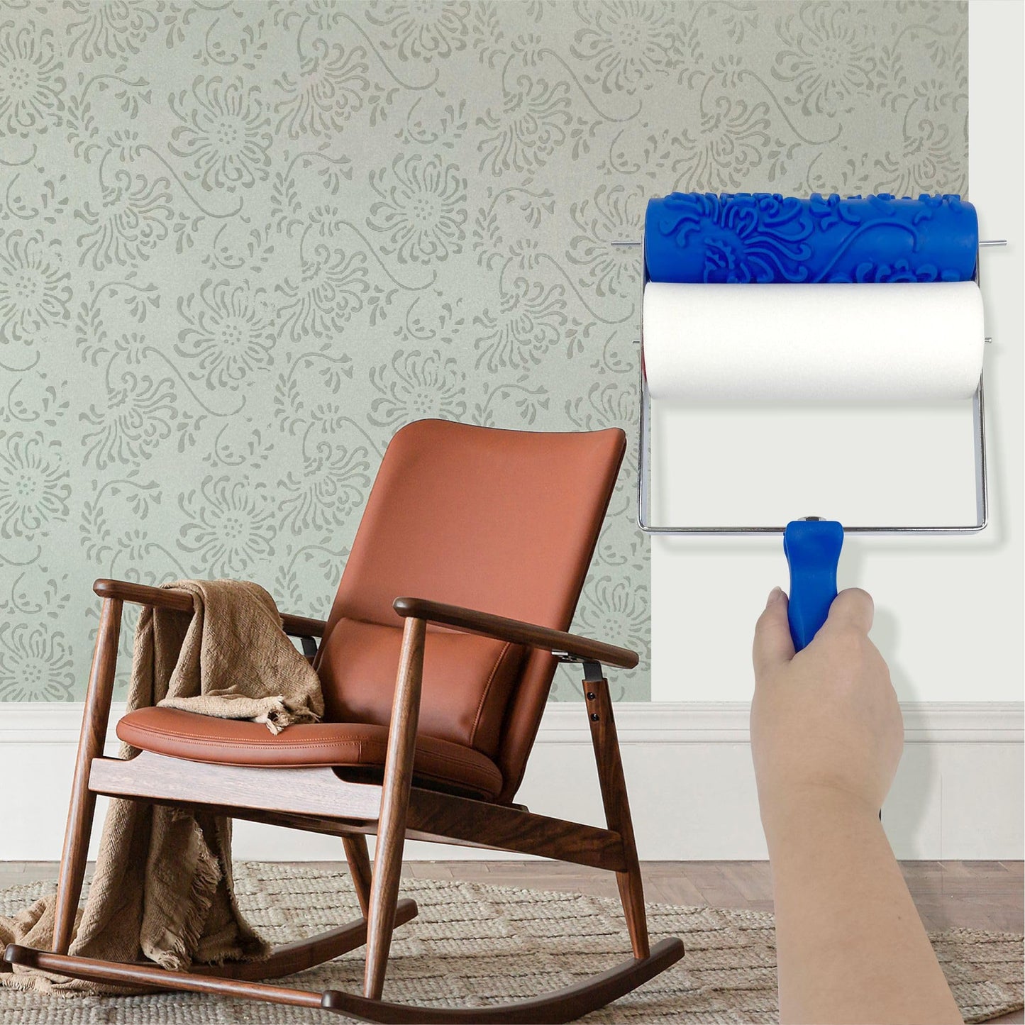 Nichiyo 7" Pattern Paint Roller Texture Roller DIY Decorative Tools Roller Brush for Home Wall, Old Furniture and Crafts-Only Applicator Handle(EL006)