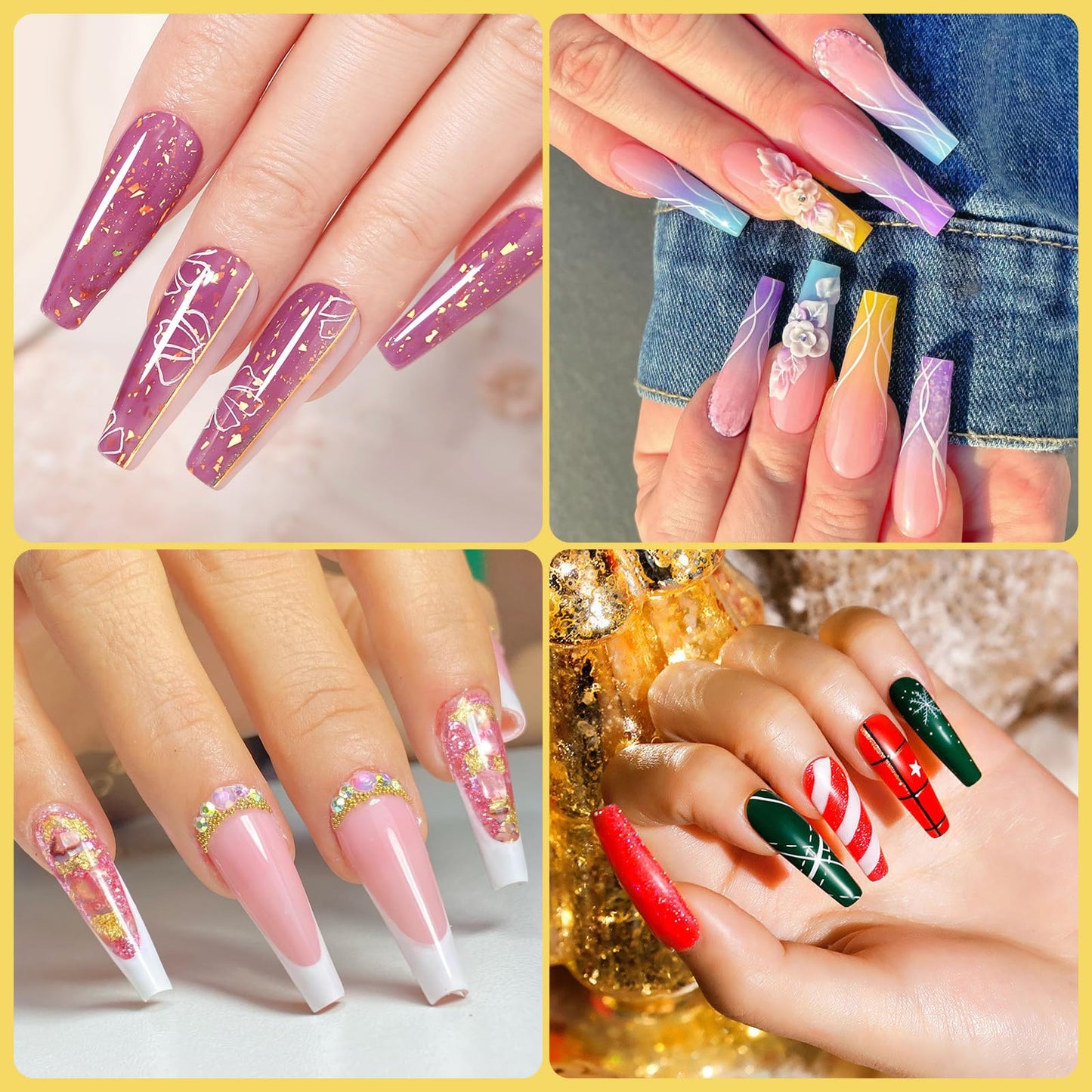 Yokilly 1000PCS Coffin Nail Tips and Glue, Clear Natural False Acrylic Nail Tips, Half Cover 10 Sizes French Artificial Nail Tips Manicure with Nail Clipper, Nail Files and Glue for Dip Powder