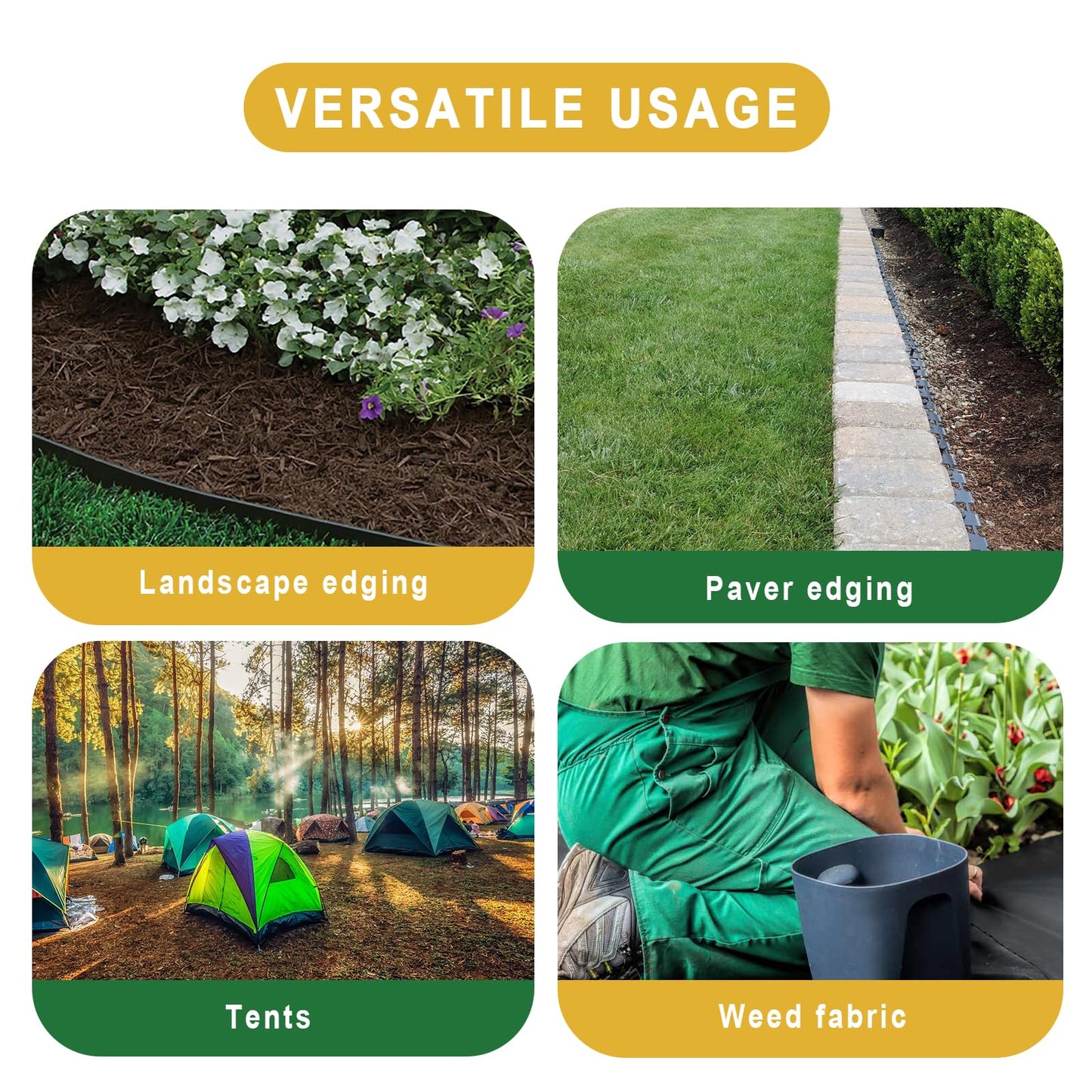 Aolabela 200 Pack 8 Inch Plastic Landscape Edging Anchoring Stakes Garden Lawn Yard Spikes Landscaping Stakes for Paver Edging, Weed Barrier, Tent, Artificial Turf