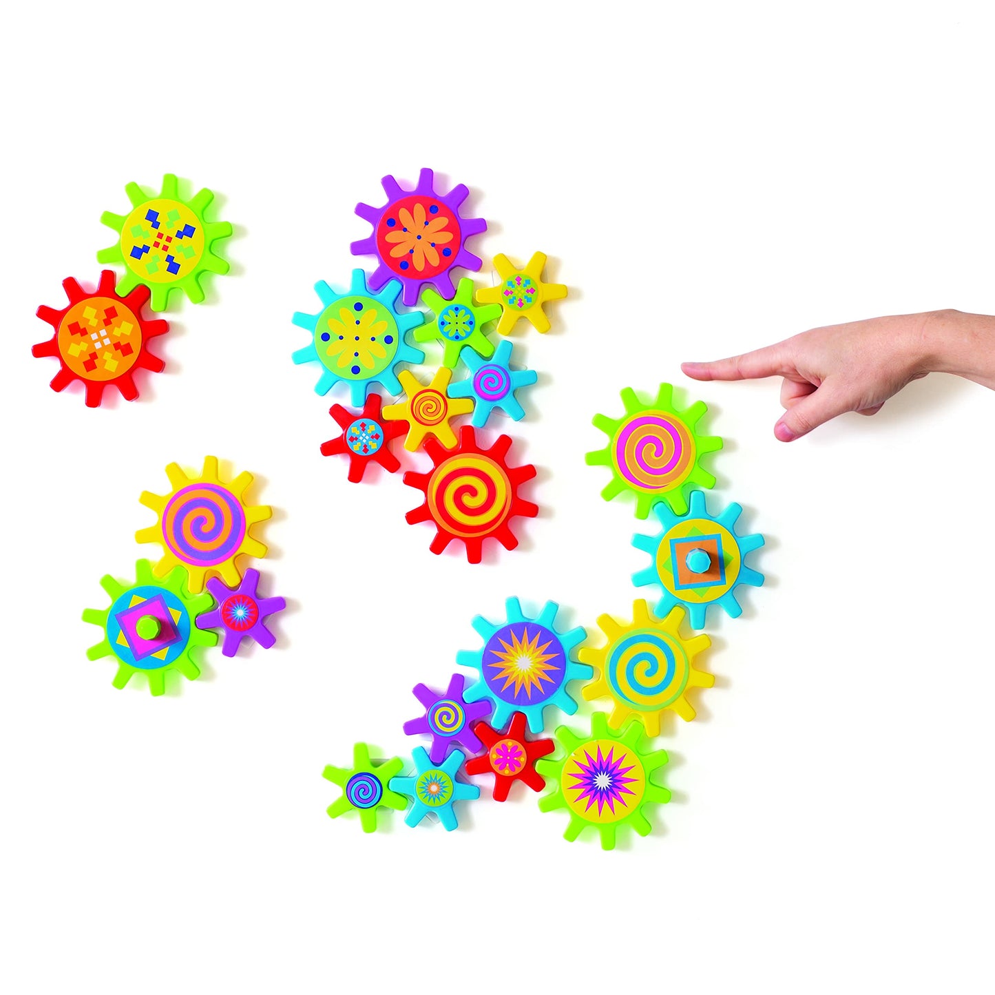 Fun Express Magnetic Gear Building Toys 22 Pieces - Educational STEM Learning Toys for Kids Ages 4-8 | Spinning Gears for Refrigerator Magnets & Whiteboard | Multicolor Engineering Science Kit Set