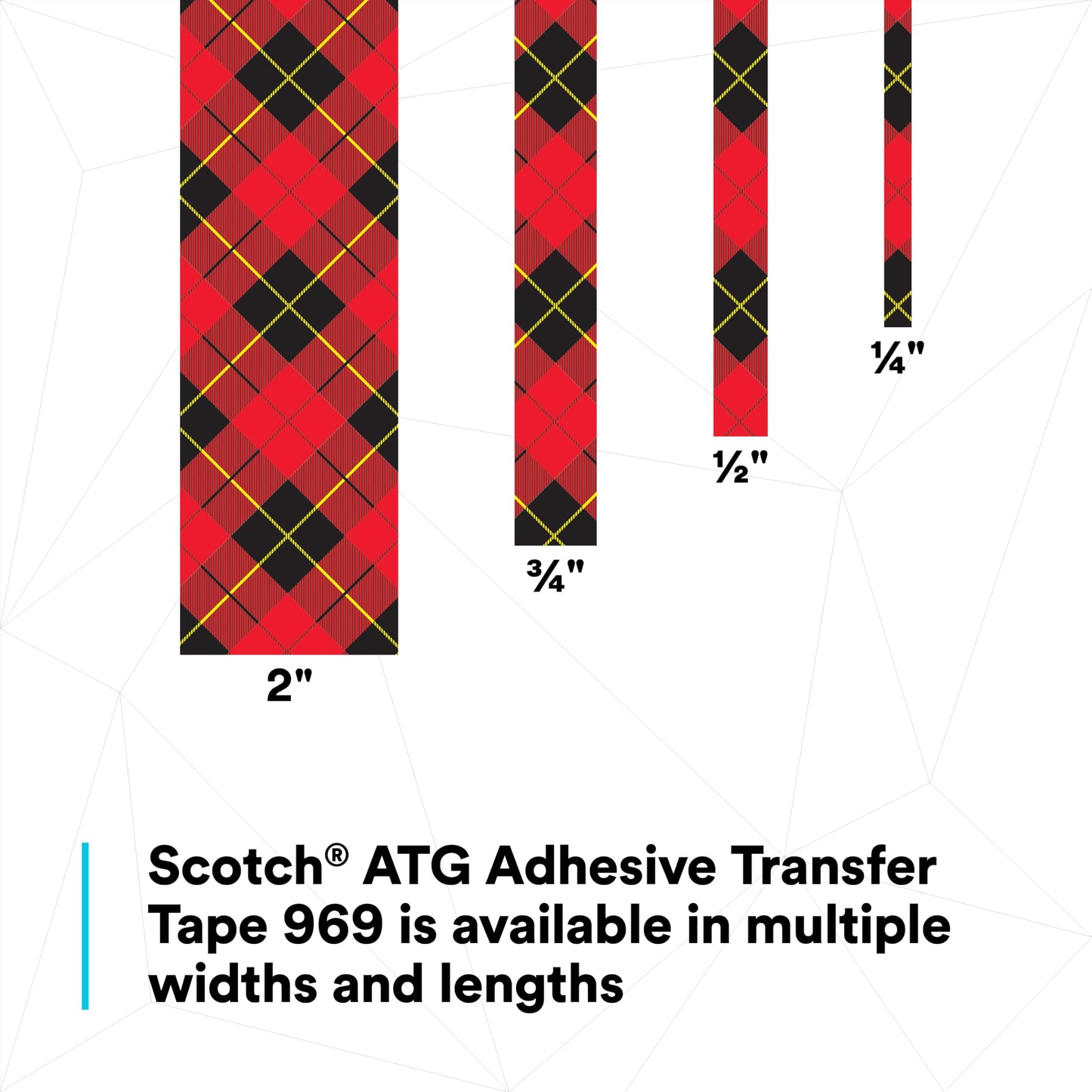 3M Scotch ATG Adhesive Transfer Tape 969, Clear, 1/4 in x 18 yd, 5 mil, 72 Roll/Case (12 Roll/Carton, 6 Carton/Case)