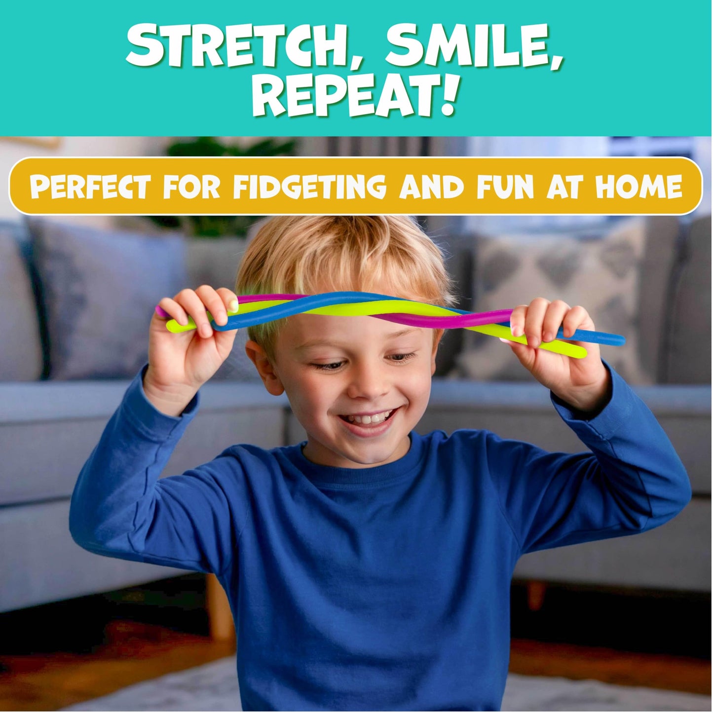 BUNMO Sensory Toys Stretchy Strings for Toddlers 3+ - Stimulating & Addictive Fidget Toys for Kids - Hours of Fun for Kids - Non-Mouthable Toy 3+ - Smooth 6 Pack