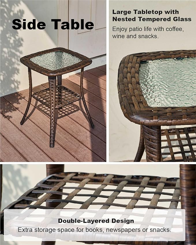 HILLGA Luxury Patio Furniture Set with 6-Inch Thick Cushions, High Back Outdoor Swivel Rocker Chairs and Table, 6-Piece All Weather Conversation Set for Porch Deck Balcony Yard, Dark Grey (V3)
