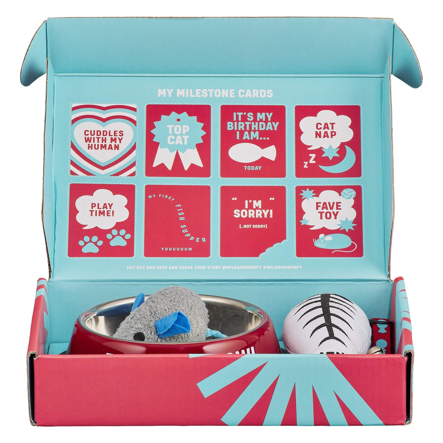 Wild & Woofy Eat Sleep Purr Repeat 4-Piece New Cat Starter Kit Gift Set