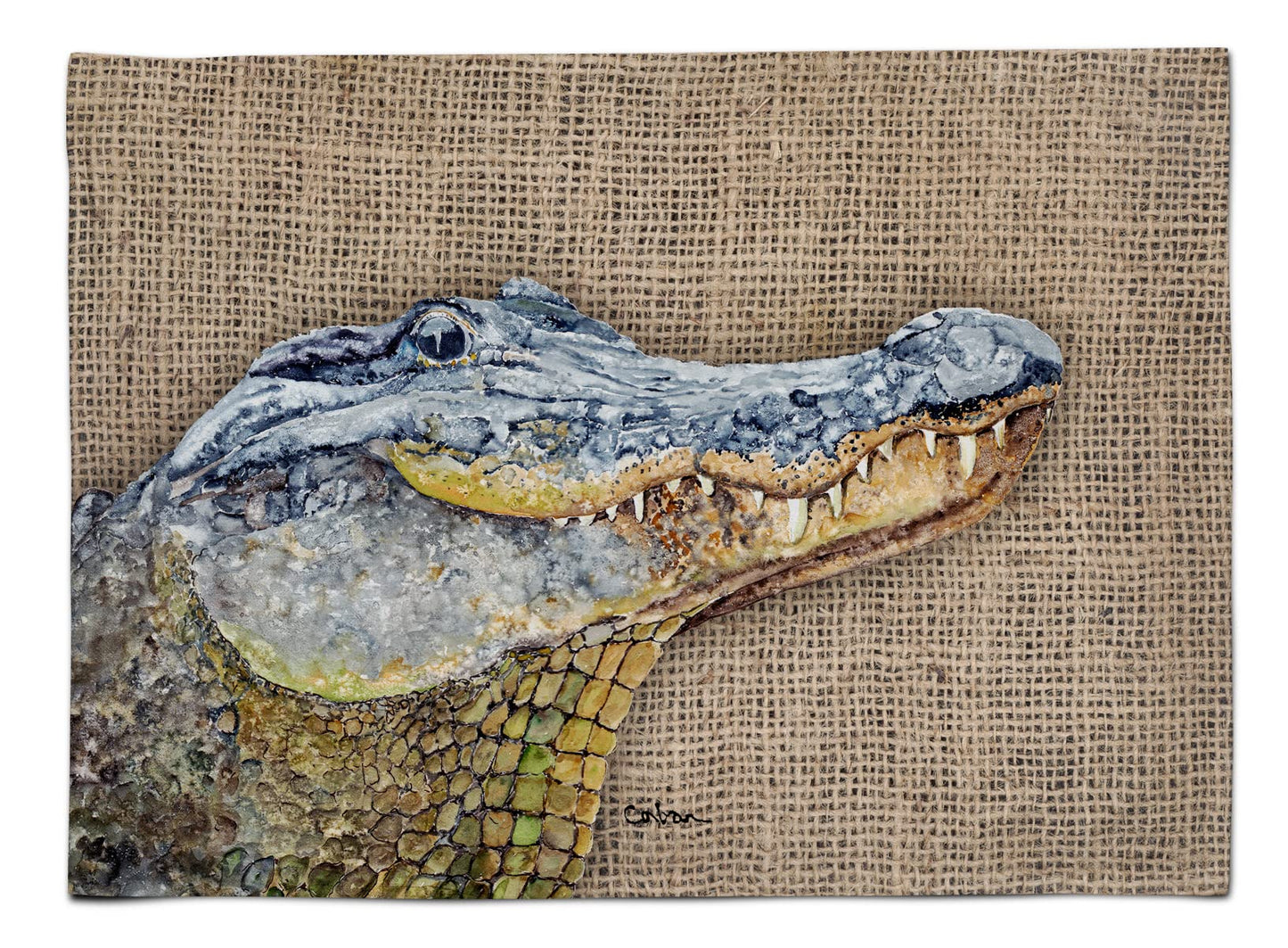 Caroline's Treasures 8733PLMT Alligator Fabric Placemat Washable Placemat Dinner Table Decor No Ironing Linen Look