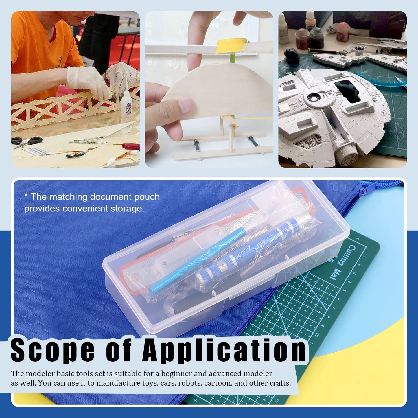 Glarks 39Pcs Model Tools Kit Model Building Tools Hobby Model Tools Modeler Basic Tool Model Kit Crafts Tools Universal for Model Cars Basic Model Building Fixing