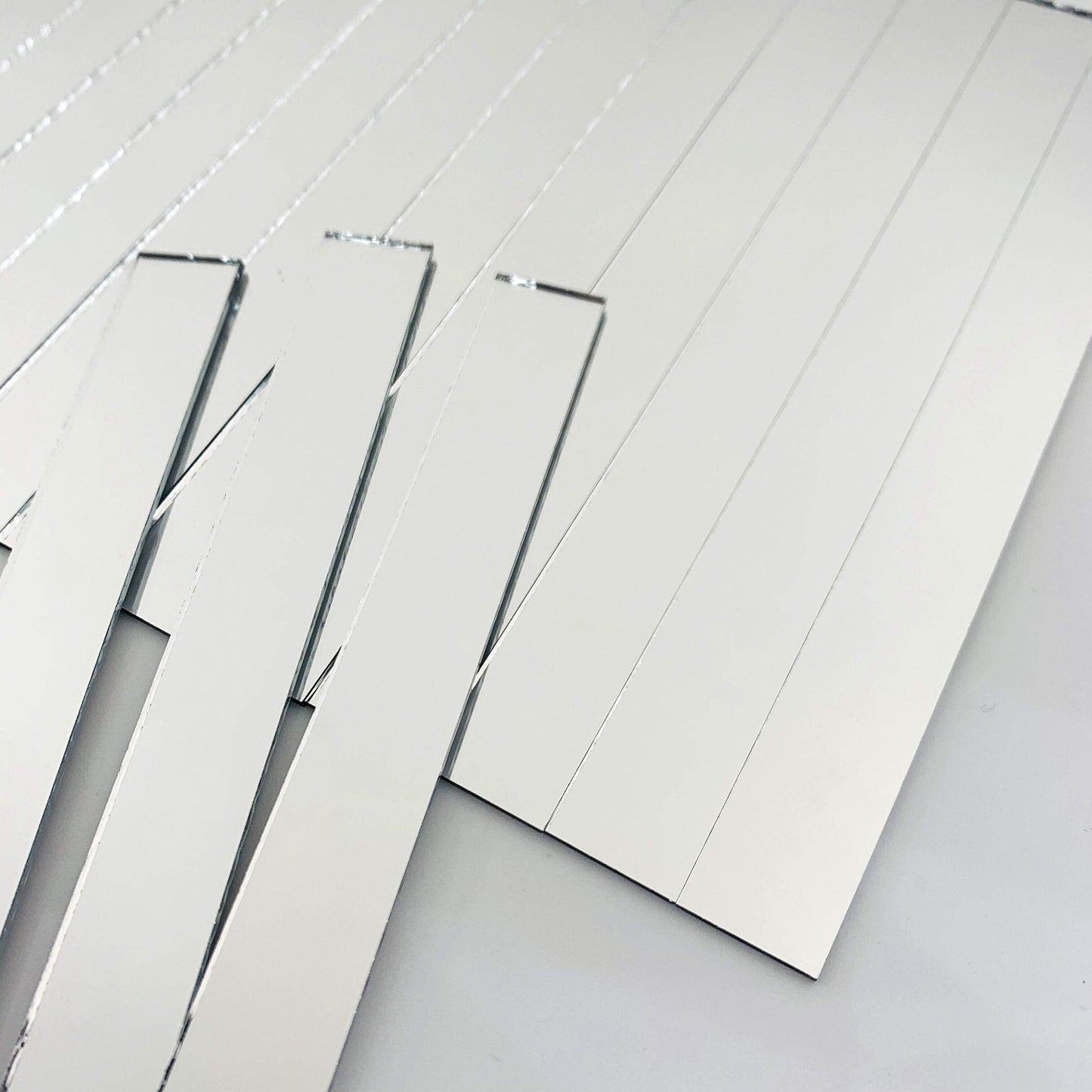 50 Pcs 1/2'' x 5'' Rectangle Mirror Tiles Glass Mosaic Shapes (1/2'' x 5'')
