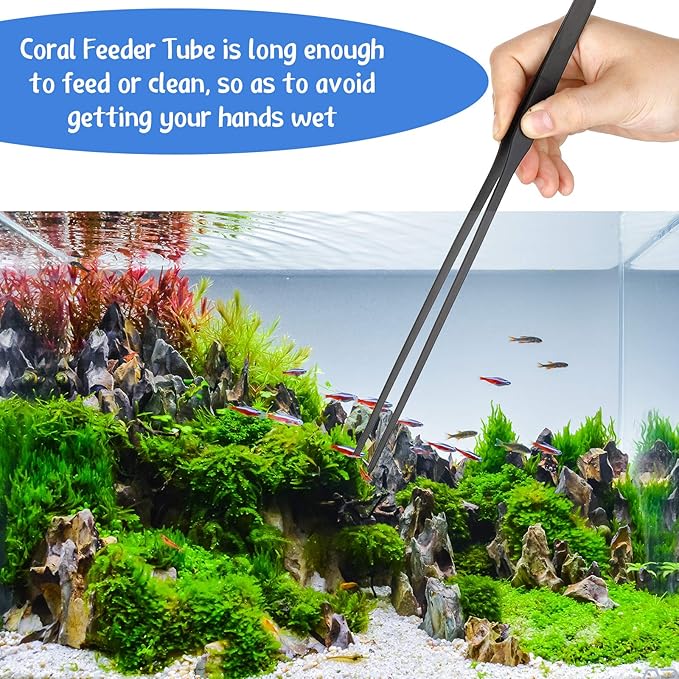 Weewooday 3 Pcs Axolotl Tank Accessories, Tweezers Syringe for Aquarium