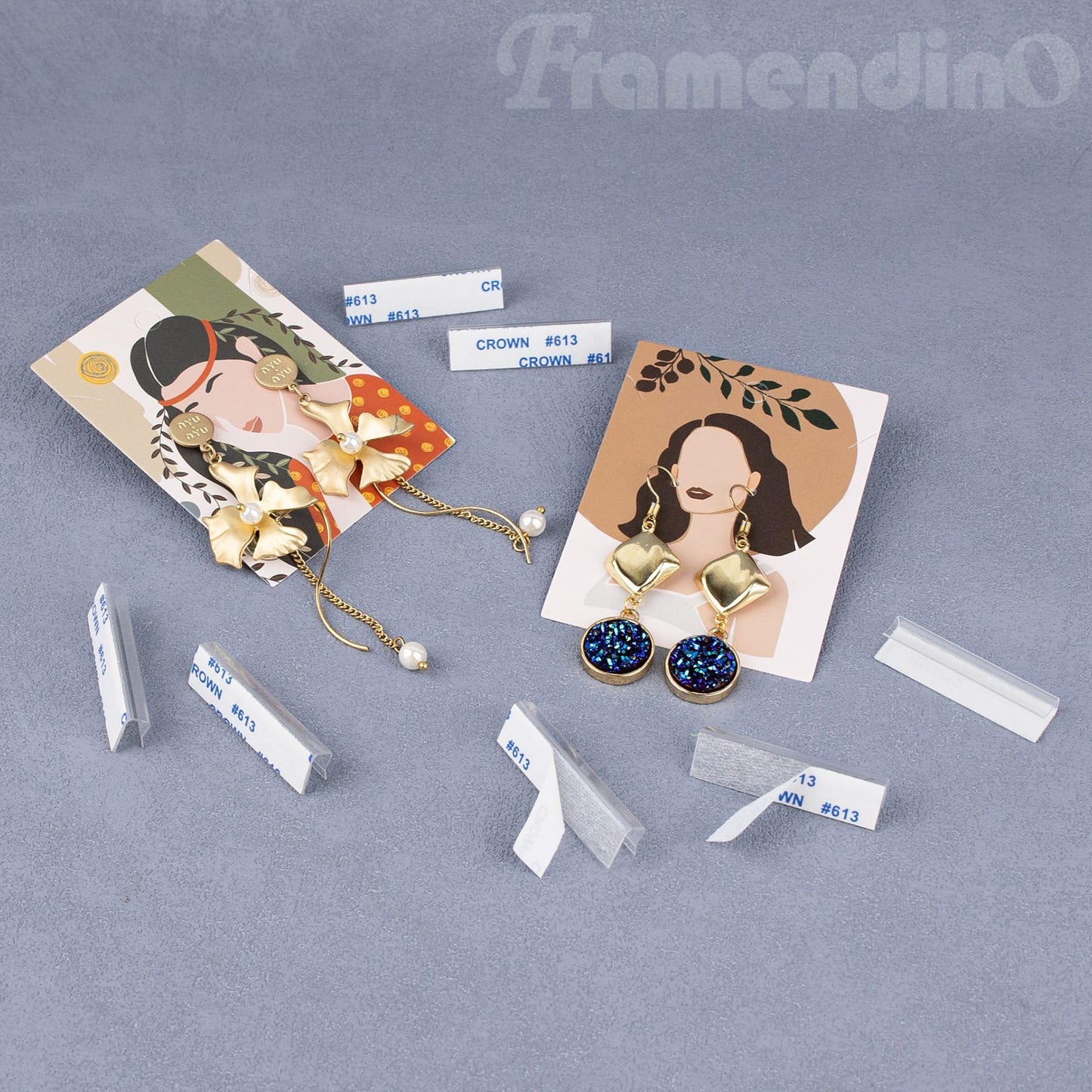 Framendino, 450 Pack Earring Card Adapter Plastic Lip Self Adhesive Hanger for Necklace Display