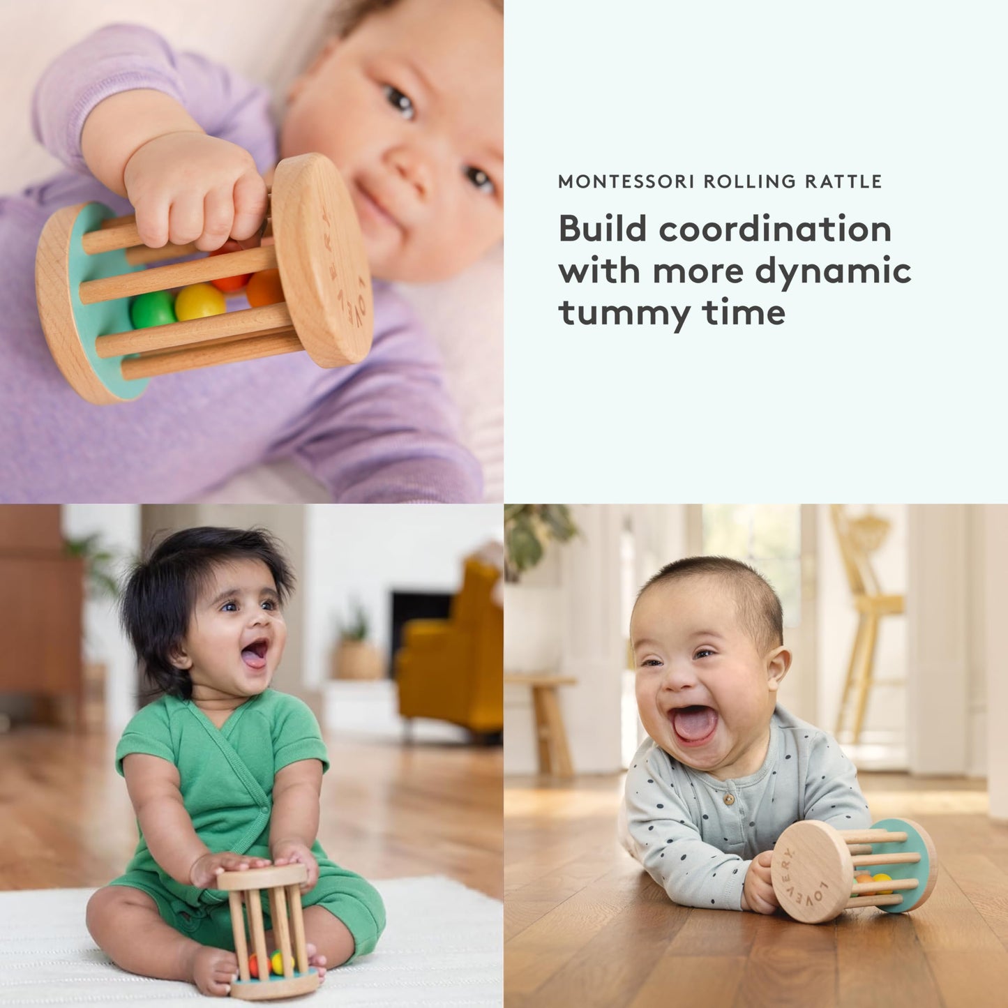 Lovevery, Montessori Rolling Rattle, Baby Rattle Starting at 12 Weeks