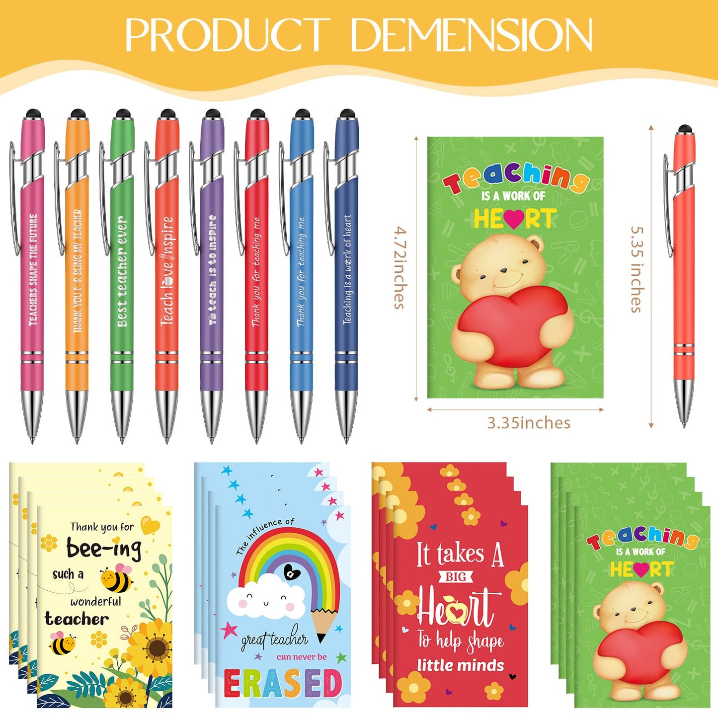 Sumind 32 Pcs Teacher Appreciation Gift Bulk Positive Ballpoint Pens and Journal Notebook Inspirational Notepad with Encouraging Quote for School Student Classroom Prize Office Supplies(Elegant)