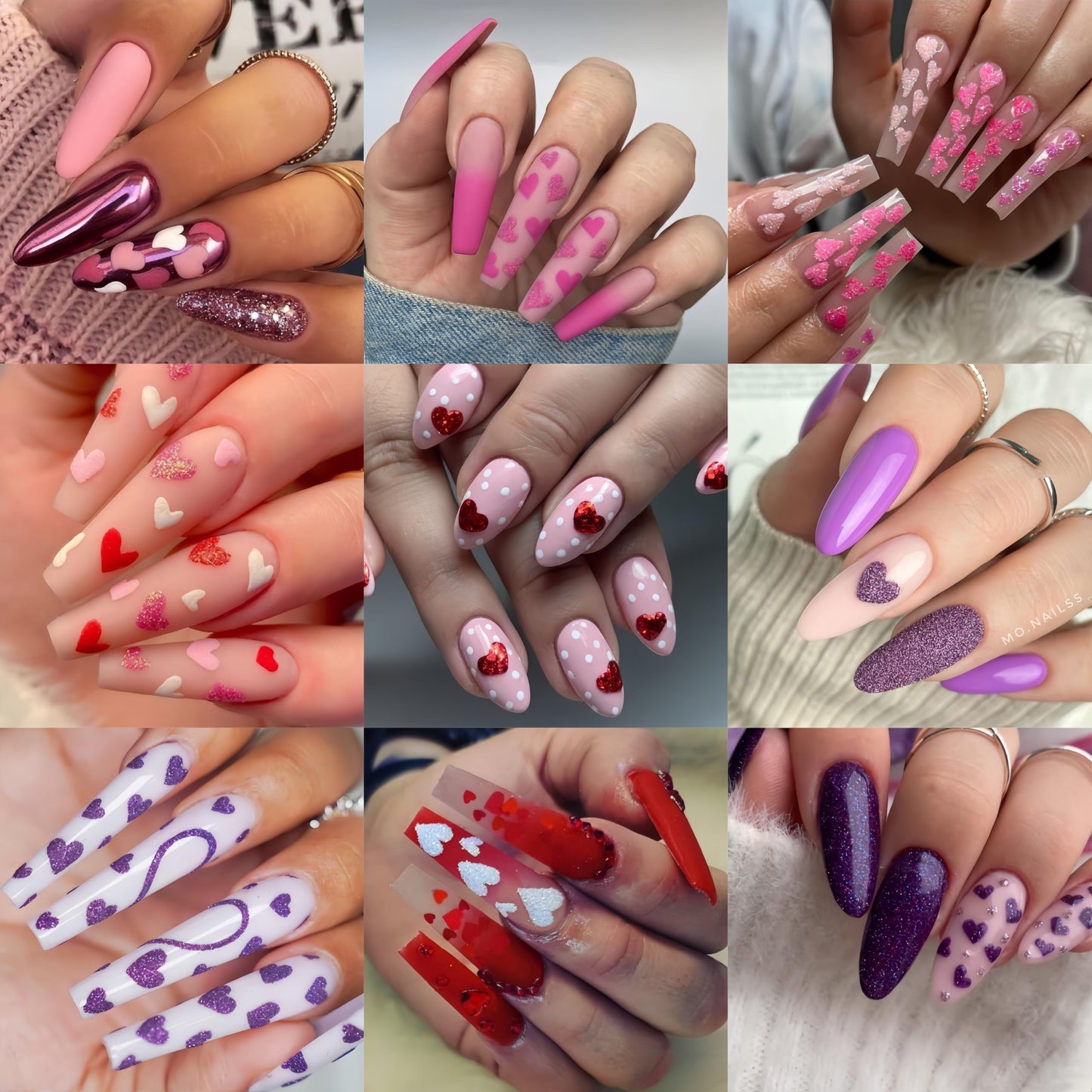 10Pcs Heart Nail Art Stickers Decals 3D Shiny Glitter Love Hearts Self Adhesive Shining Glitters Powder Effect Valentines Heart Nail Design for Lovers Romantic DIY Nail Decoration Manicure Accessories