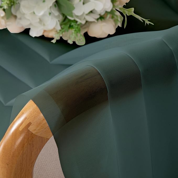 Chyhomenyc Hunter Green Sheer Curtains 63 Inch Length 2 Panels, Rod Pocket Solid Window Sheer Curtain Panels, Elegant Curtains & Drapes for Living Room Bedroom 2 Panels (Hunter Green, 42 W x 63 L)