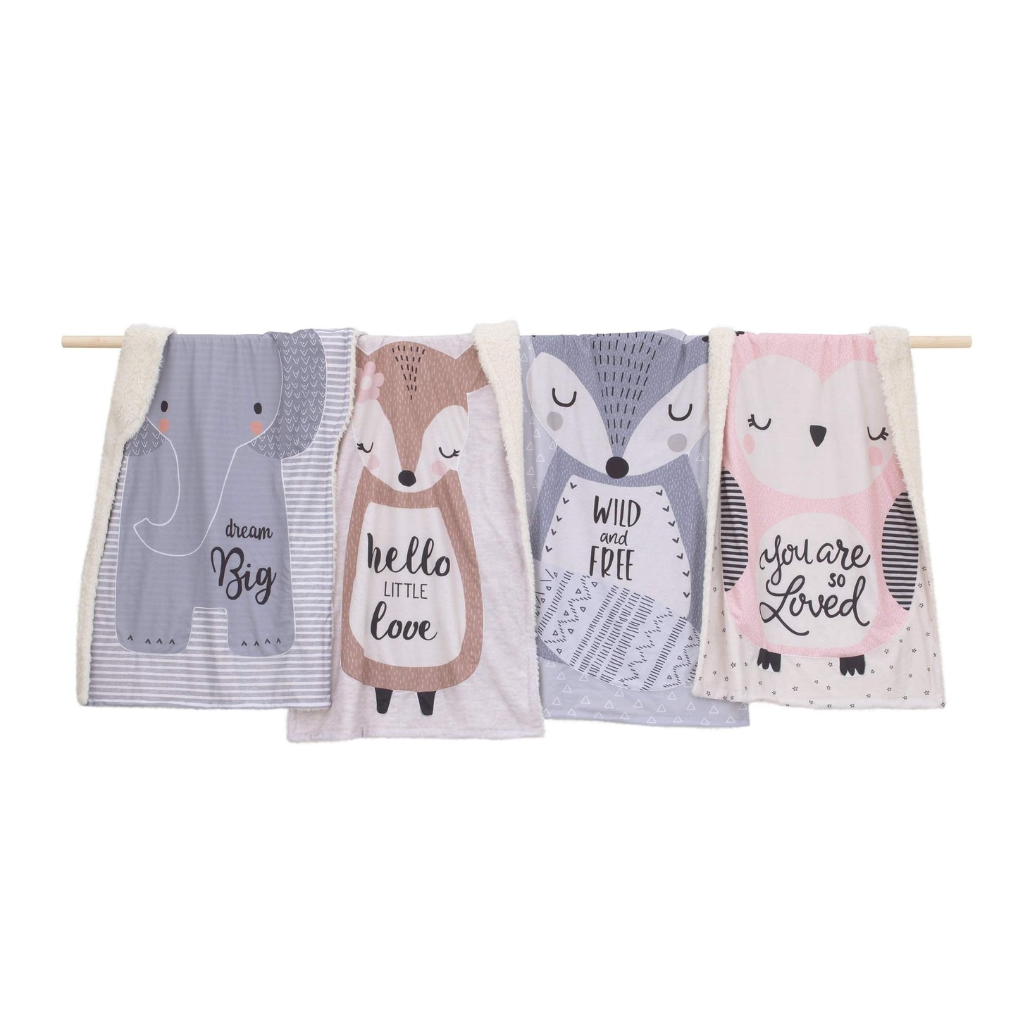 NoJo Emma The Elephant - Grey & White Knit Shaped Baby Blanket - Dream Big, Grey, White, Peach, Black (4397800)
