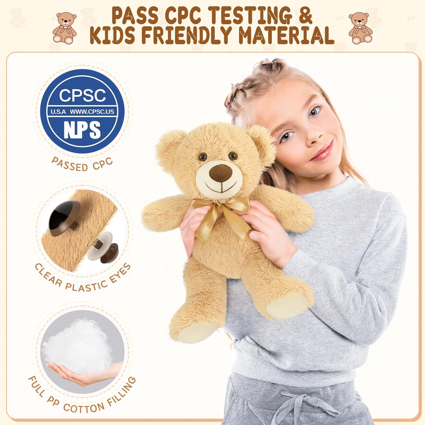 MaoGoLan 15 Pack Teddy Bears Bulk for Baby Shower, 14 in Small Teddy Bear Plush Toy, Cute Stuffed Bears Bulk for Kids Girlfriend, Wholesale Small Bear for Wedding, Birthday, Christmas