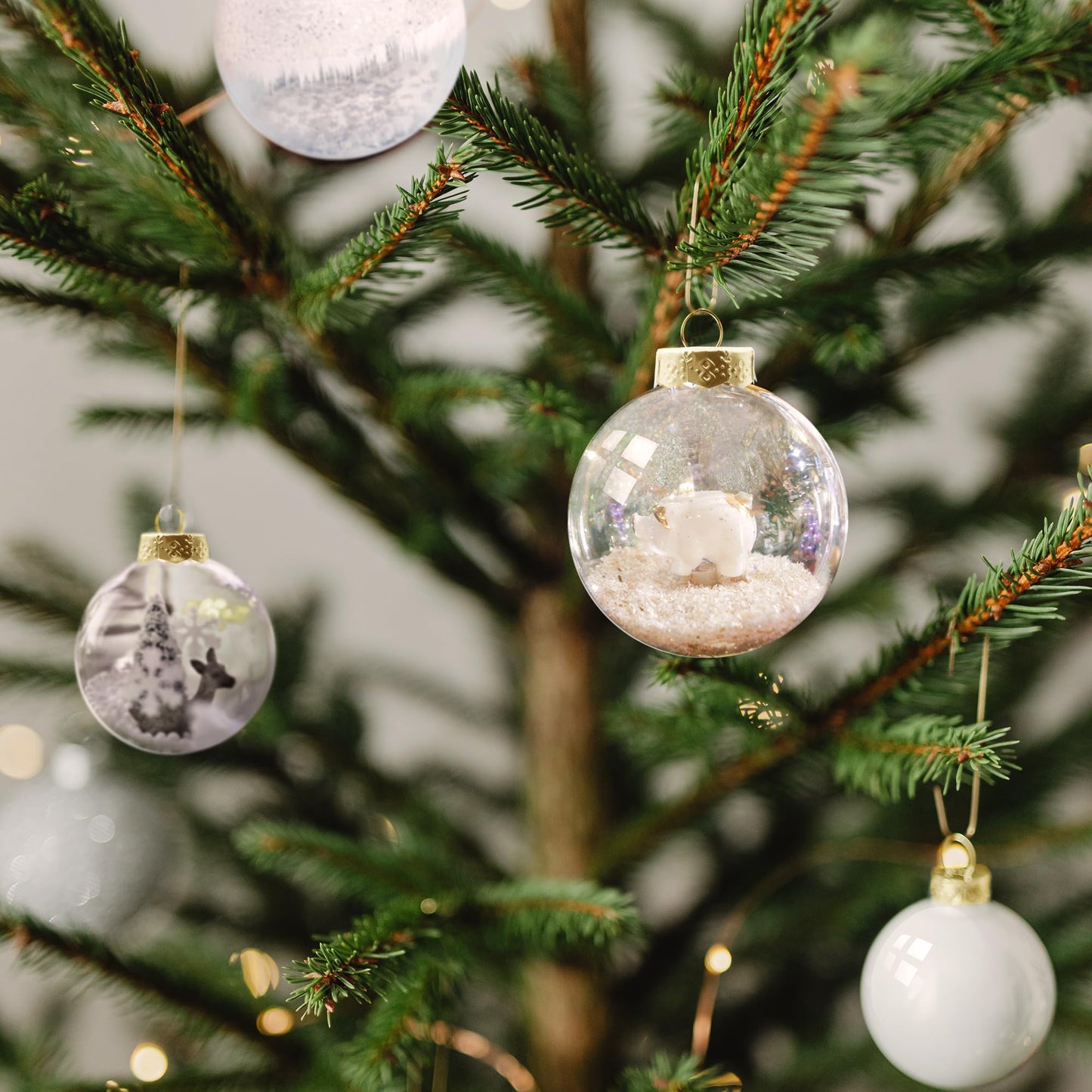 Clear Glass Ornaments for Crafts(3.15inch/80 mm, 12 Set) Large Fillable Hanging Ornaments for Christmas Tree Decor (Gold and Clear)