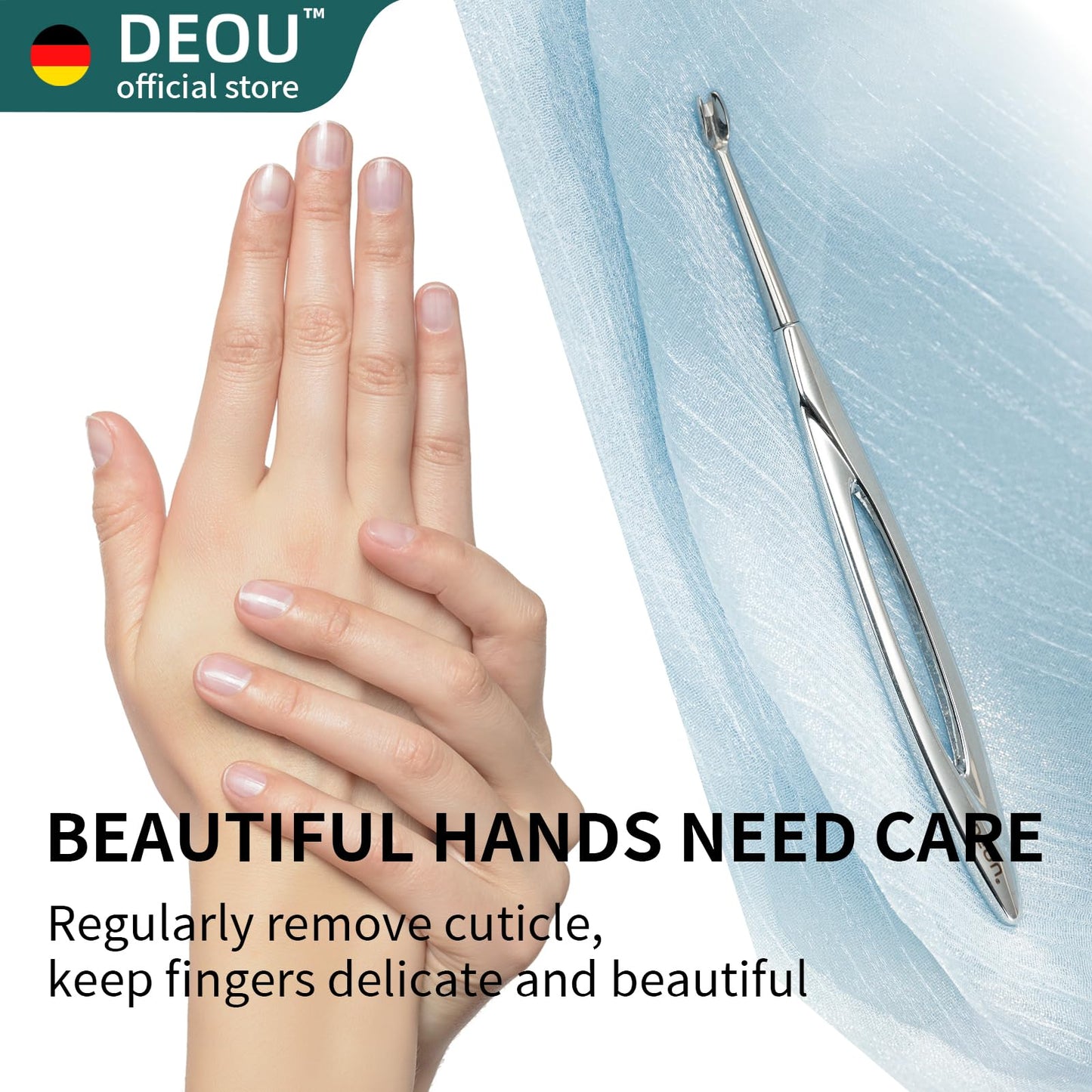 DEOU Cuticle Pusher Dead Skin Remover Stainless Steel dead skin fork cuticle trimmer Professional nail art tools Peeler Scraper Clean nail edges cuticle