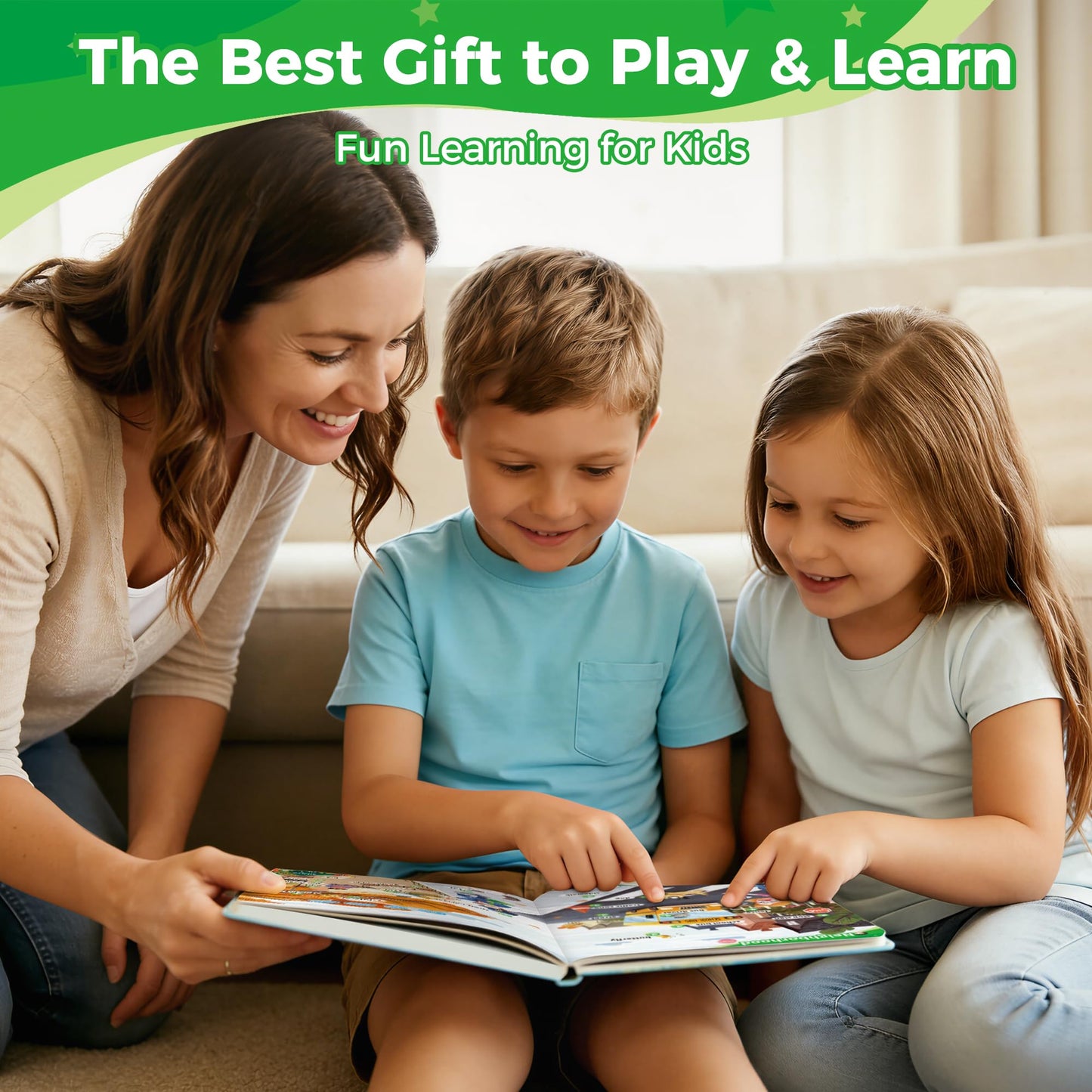 Timetome Interactive Learning Sound Book for Kids Ages 3-8 - 500 Core English Vocabulary Words, Early Educational Talking Book with Touch & Sound for Preschool, Kindergarten & Homeschooling