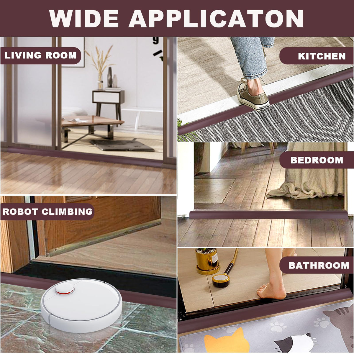 Vinyl Door Threshold Flooring Transition Strip Self Adhesive Carpet Edging Strip for Laminate Doorway Edge Threshold from 2 (10 Foot)