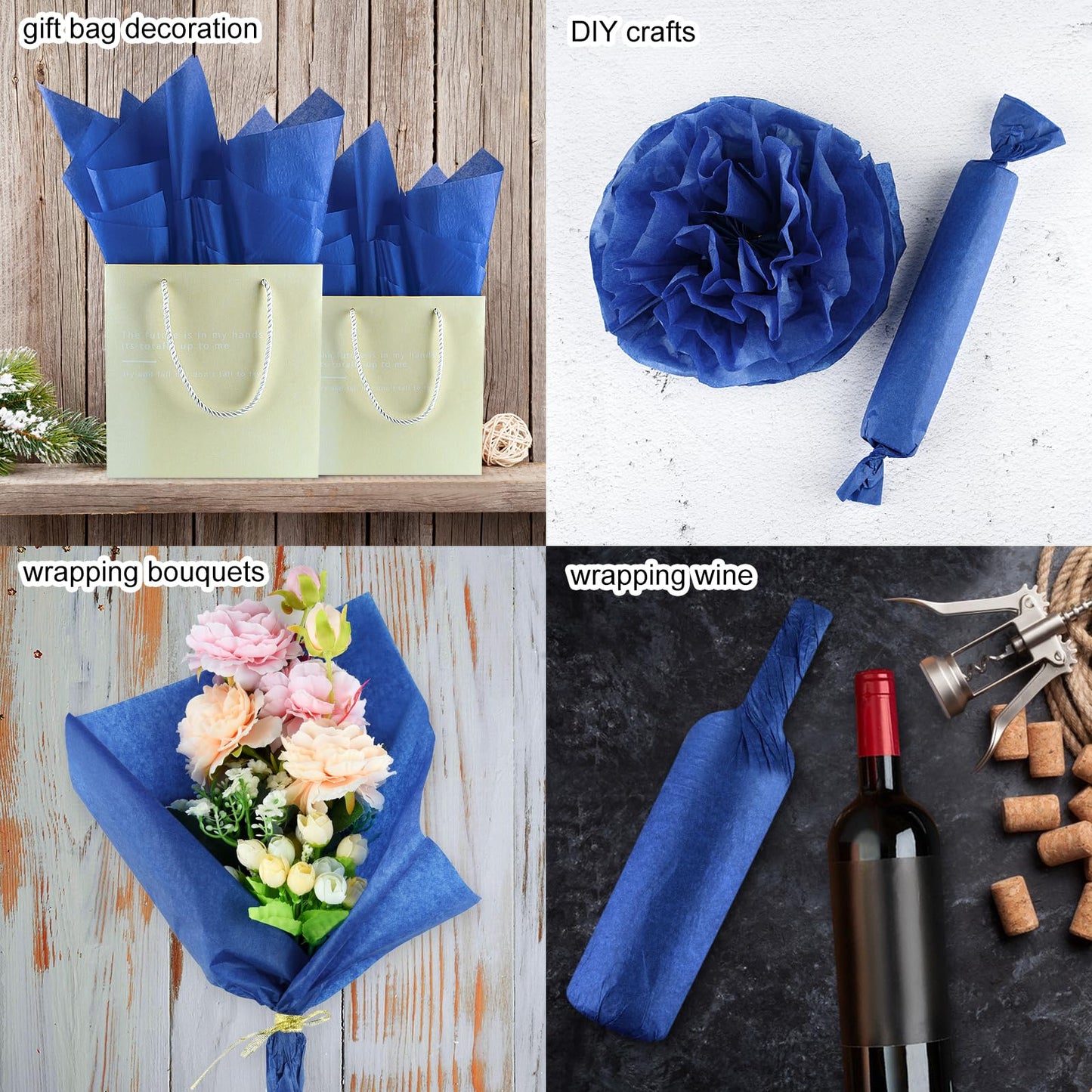 NEBURORA 100 Sheets Blue Tissue Paper Bundles 60 Sheets Halloween Tissue Paper