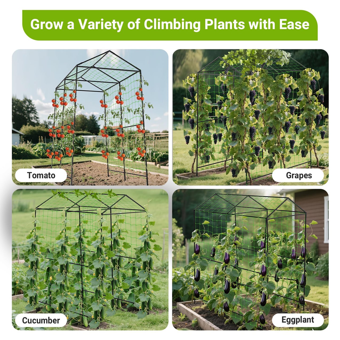 Metal Garden Arch Trellis for Climbing Plants Outdoor, 7.1FT Extra Tall Cucumber Trellis for Raised Bed, Plant Trellis for Vegetable Fruit Flower Vine(Black)