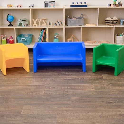 Children's Factory Adapta-Bench, CF910-029 Blue, Kids Flexible Seating, Classroom, Preschool and Daycare Furniture, Indoor or Outdoor Toddler Chairs