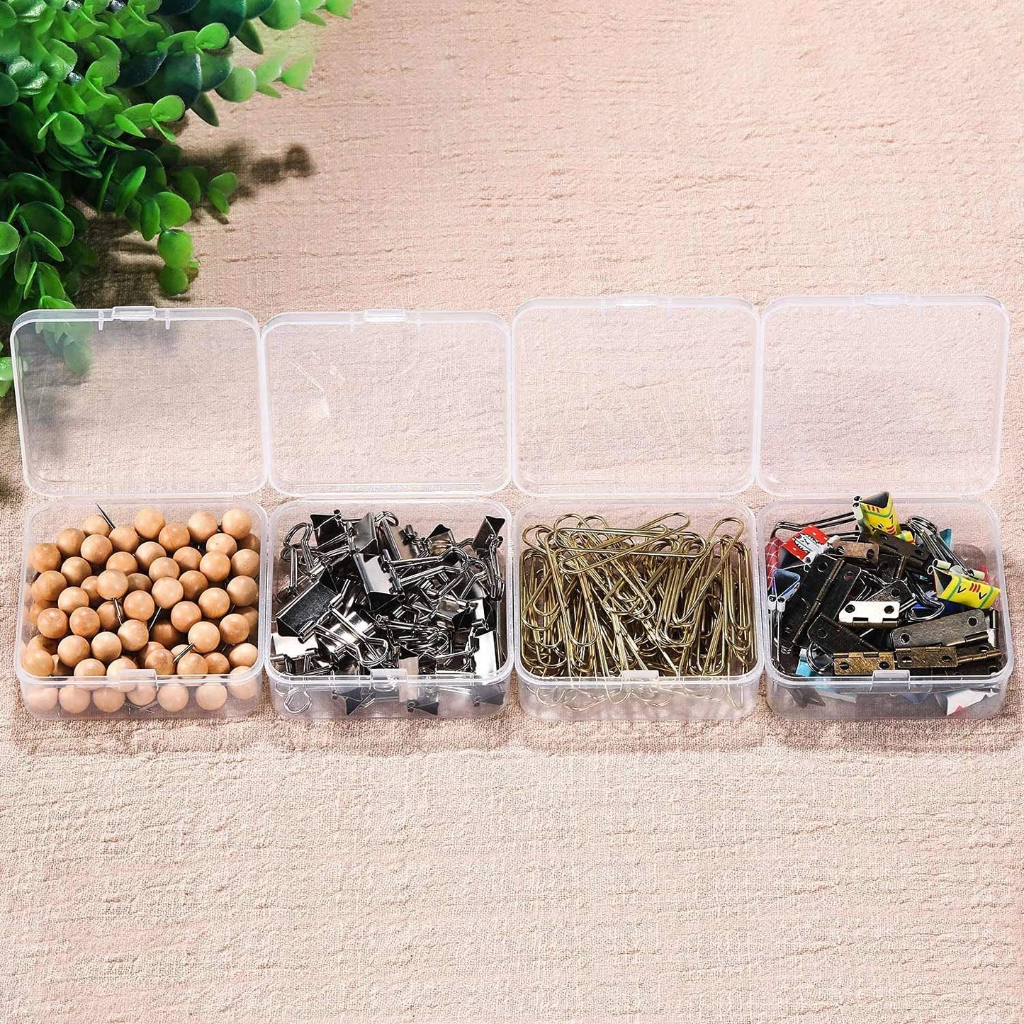 SATINIOR 12 Pack Beads Organizer Box Clear Plastic Beads Storage Containers Box with Hinged Lid for Bracelet Making DIY Jewelry Craft Nail (3.70 x 3.70 x 1.18 Inch)